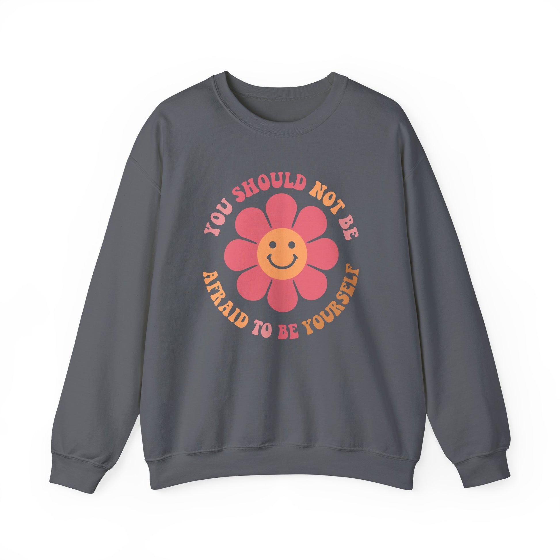 Positive affirmation crewneck sweatshirt in gray with a motivational floral design for fall and autumn, unisex inspirational sweater