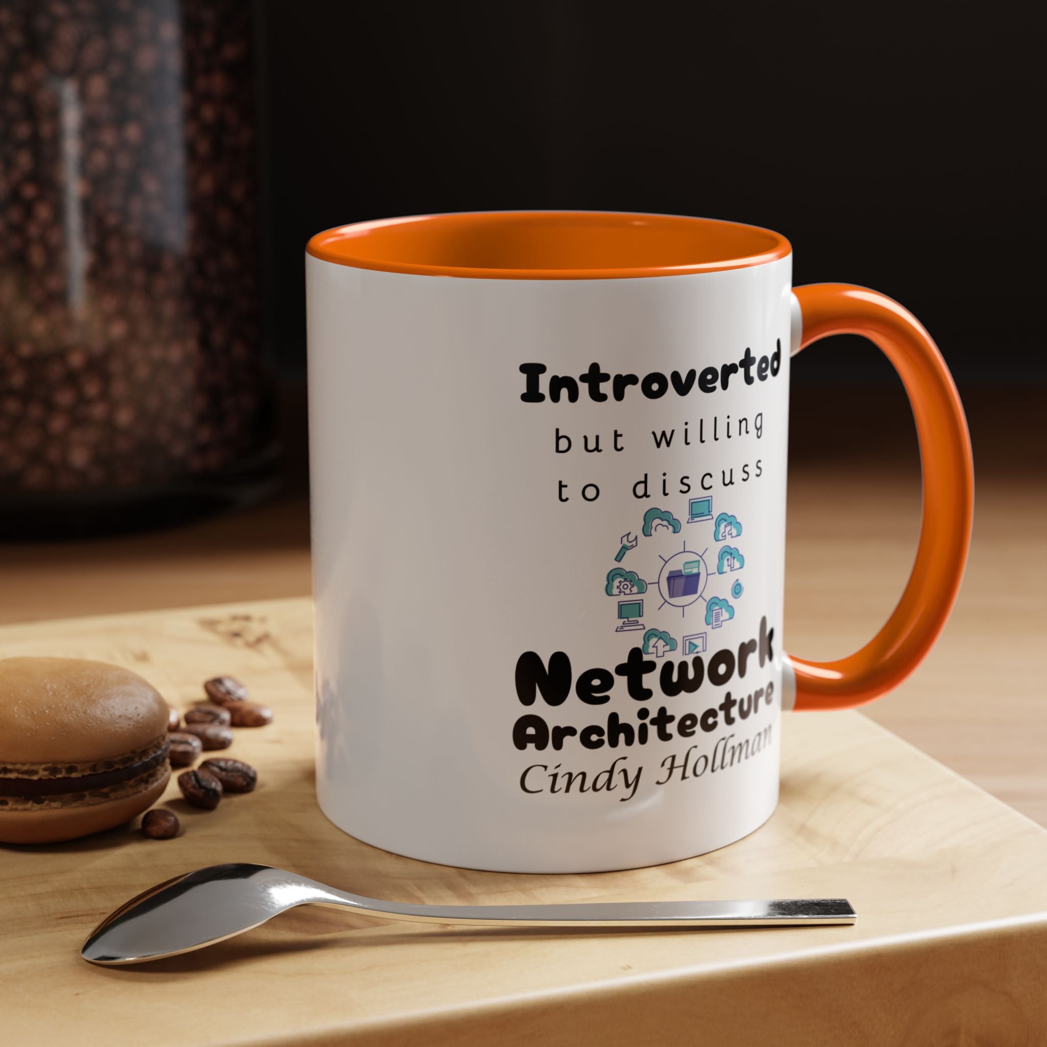 Introverted But Willing To Discuss Network Architecture Personalized Accent Coffee Mug (11 & 15oz) For Network Architects, Nerds, Geeks