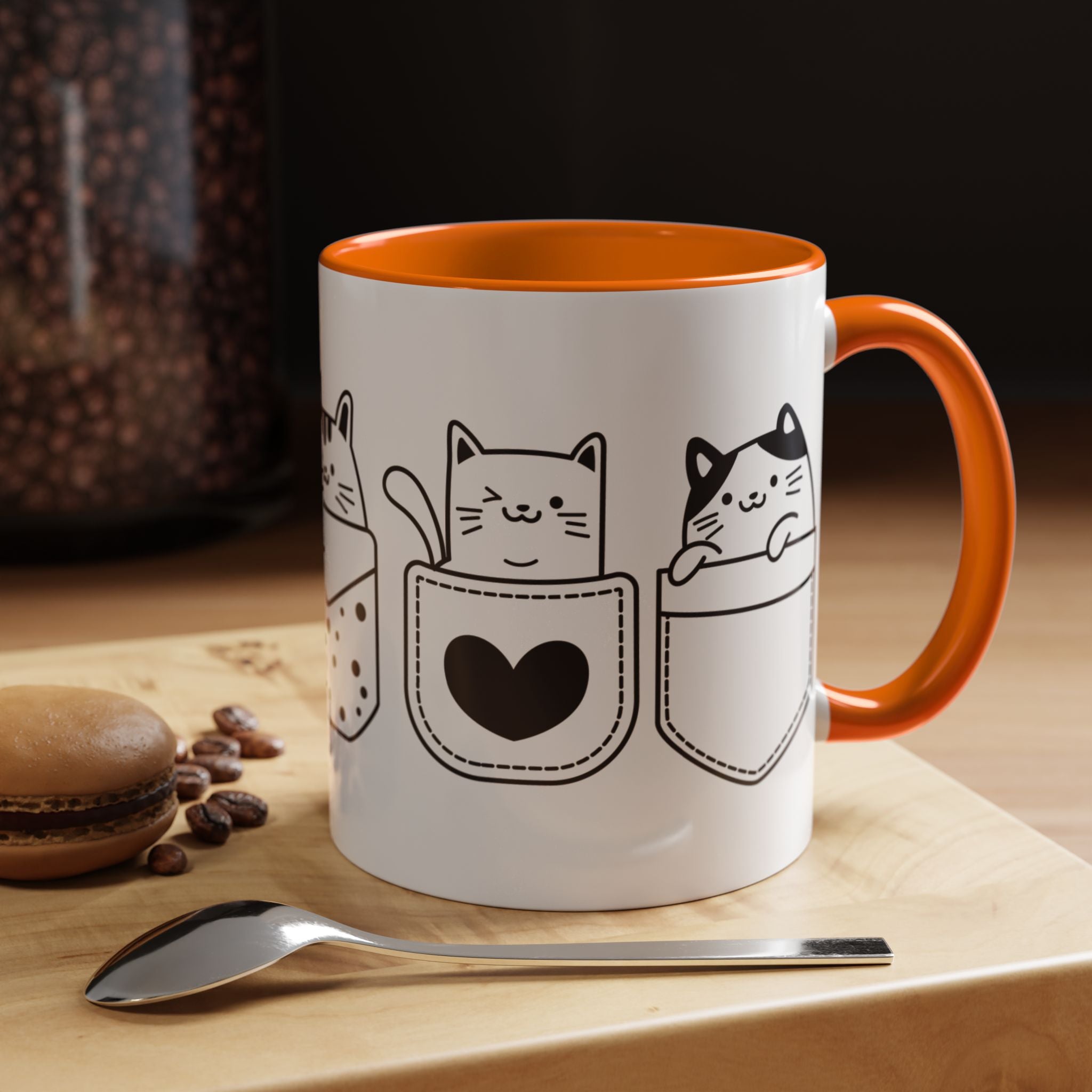 Funny Coffee Mug, Personalized Mug, Pocket Full Of Cats Accent Cup (11, 15oz), Gift Under 20, White Elephant, Cat & pet lover gift