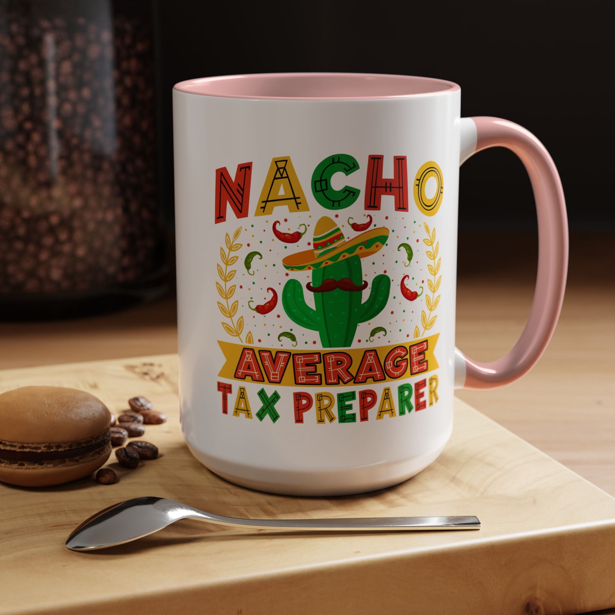 Funny Coffee Mug, Personalized Mug, Nacho Average Tax Preparer, Biking Lover Accent Cup (11, 15oz), Gift Under 20, White Elephant gift