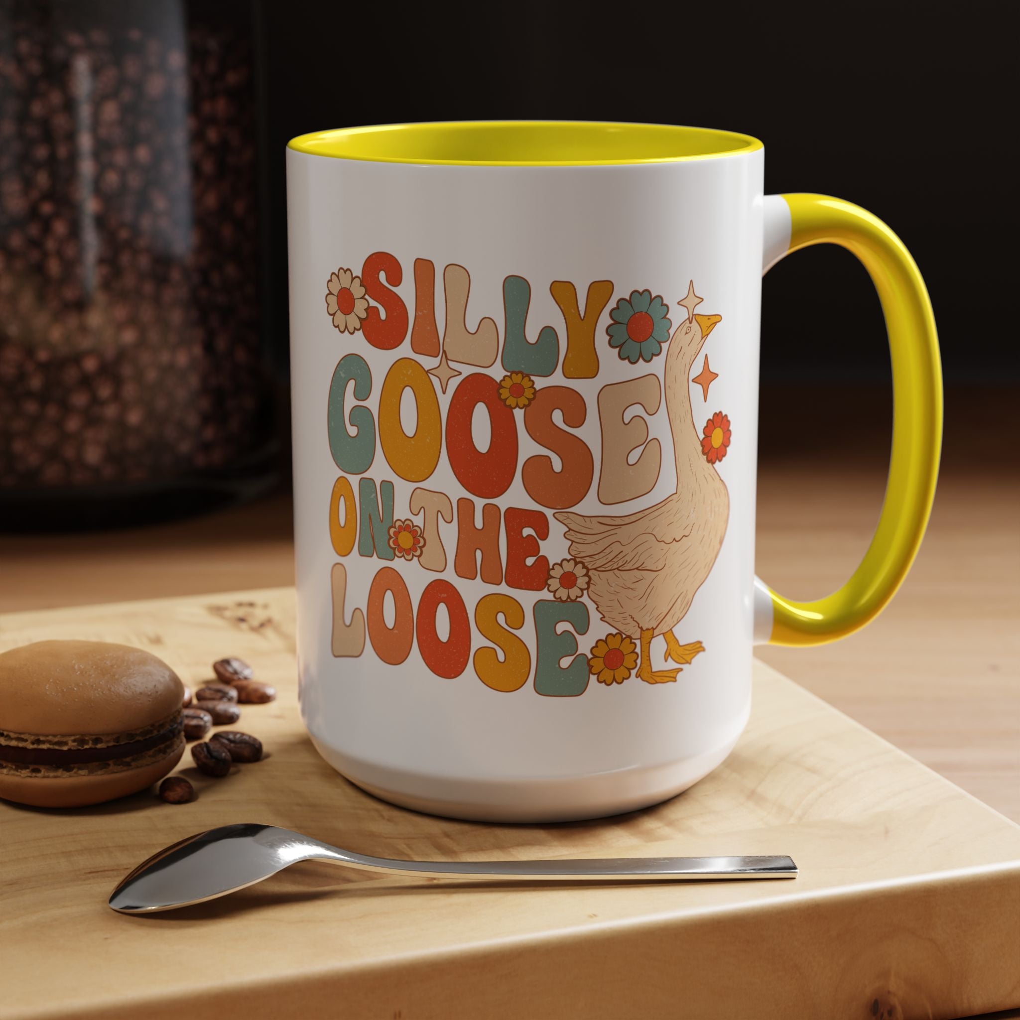 Funny Coffee Mug, Personalized Mug, Silly Goose On The Loose Accent Coffee Cup (11, 15oz), Gift Under 20, White Elephant, Animal Lover Gift