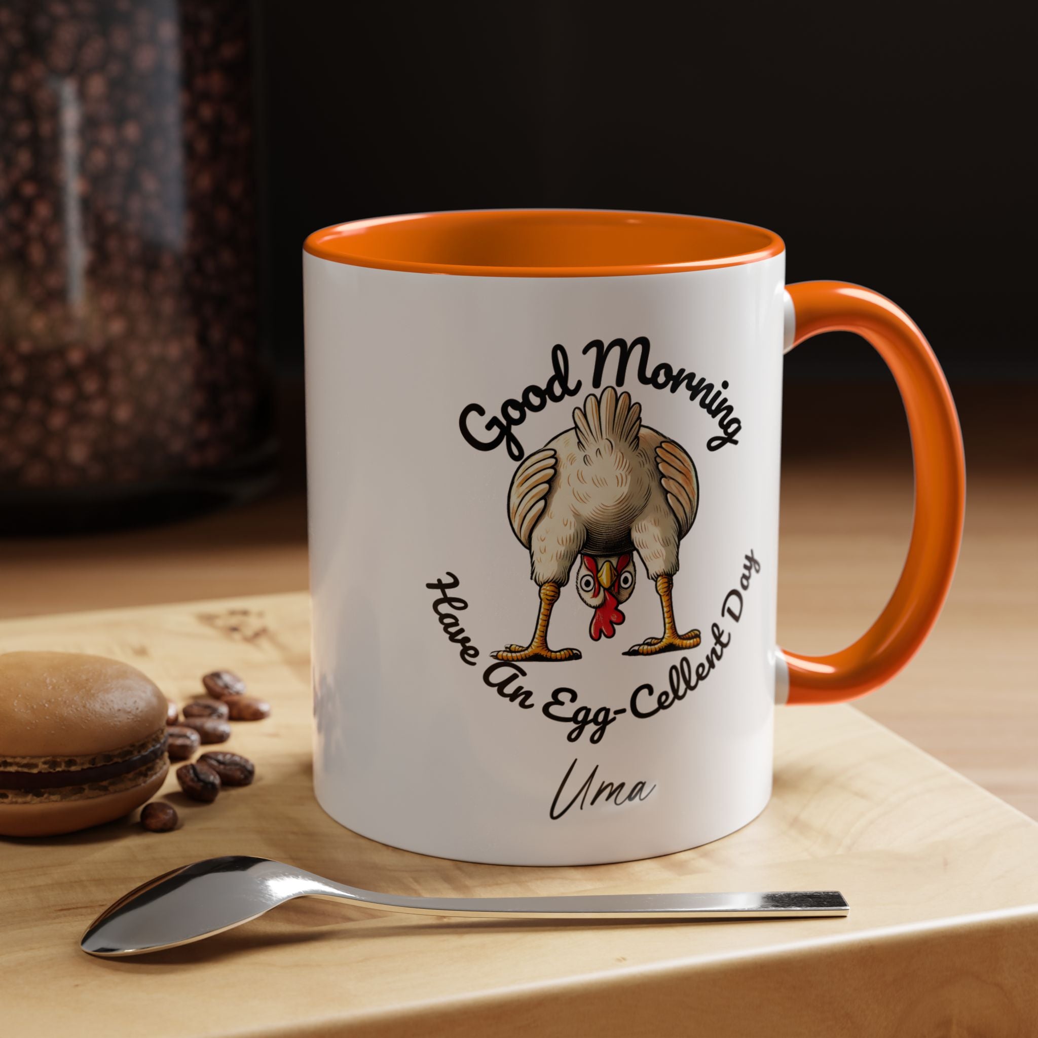 Funny Coffee Mug, Personalized Mug, Good Morning Chicken Butt, Have An Egg-Cellent Day, Gift Under 20, White Elephant gift