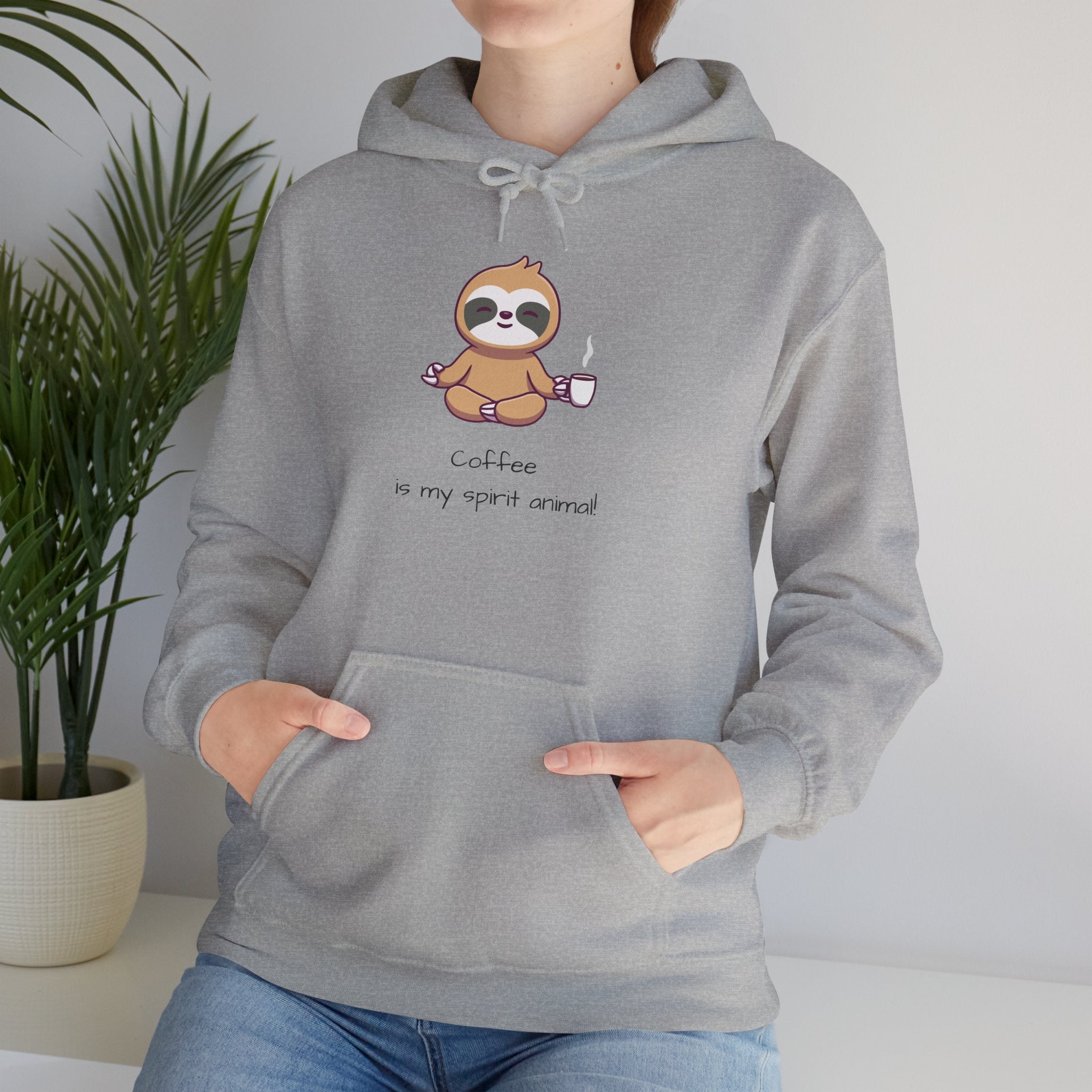Sloth Coffee Hoodie — "Coffee is my spirit animal" Cute Cozy Pullover