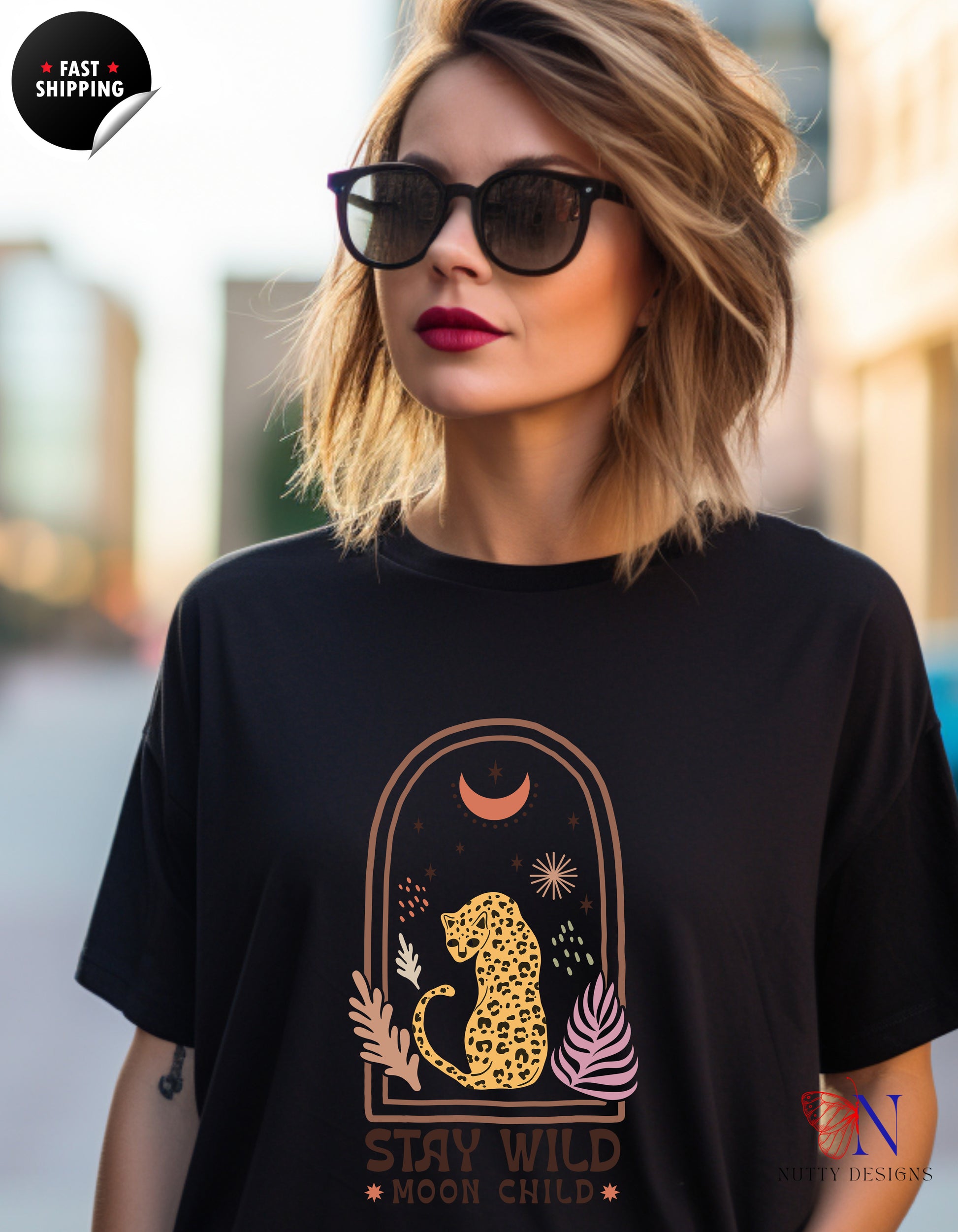 Stay wild, Moon child Shirt, Moon Bohemian Shirt, For Moon T-Shirt Product Photo | Nutty Designs