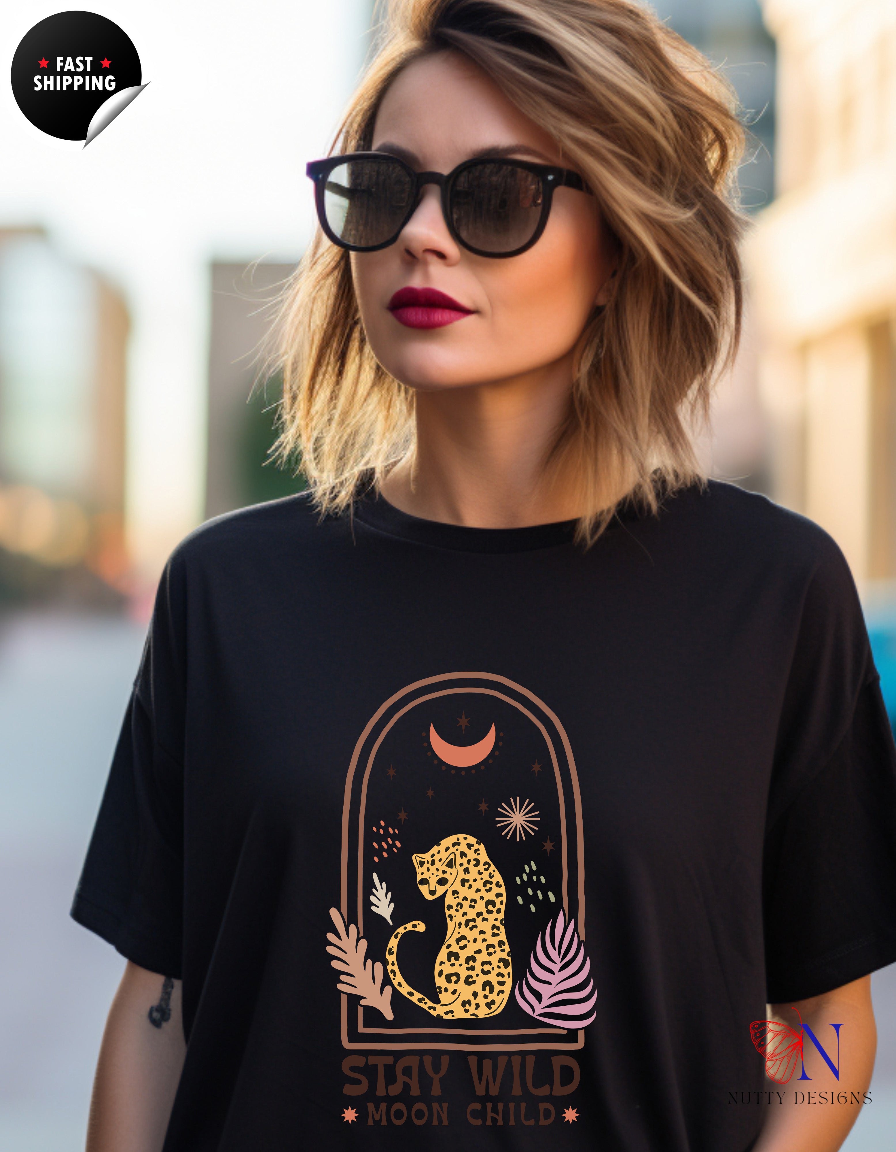 Stay wild, Moon child Shirt, Moon Bohemian Shirt, For Moon T-Shirt Product Photo | Nutty Designs