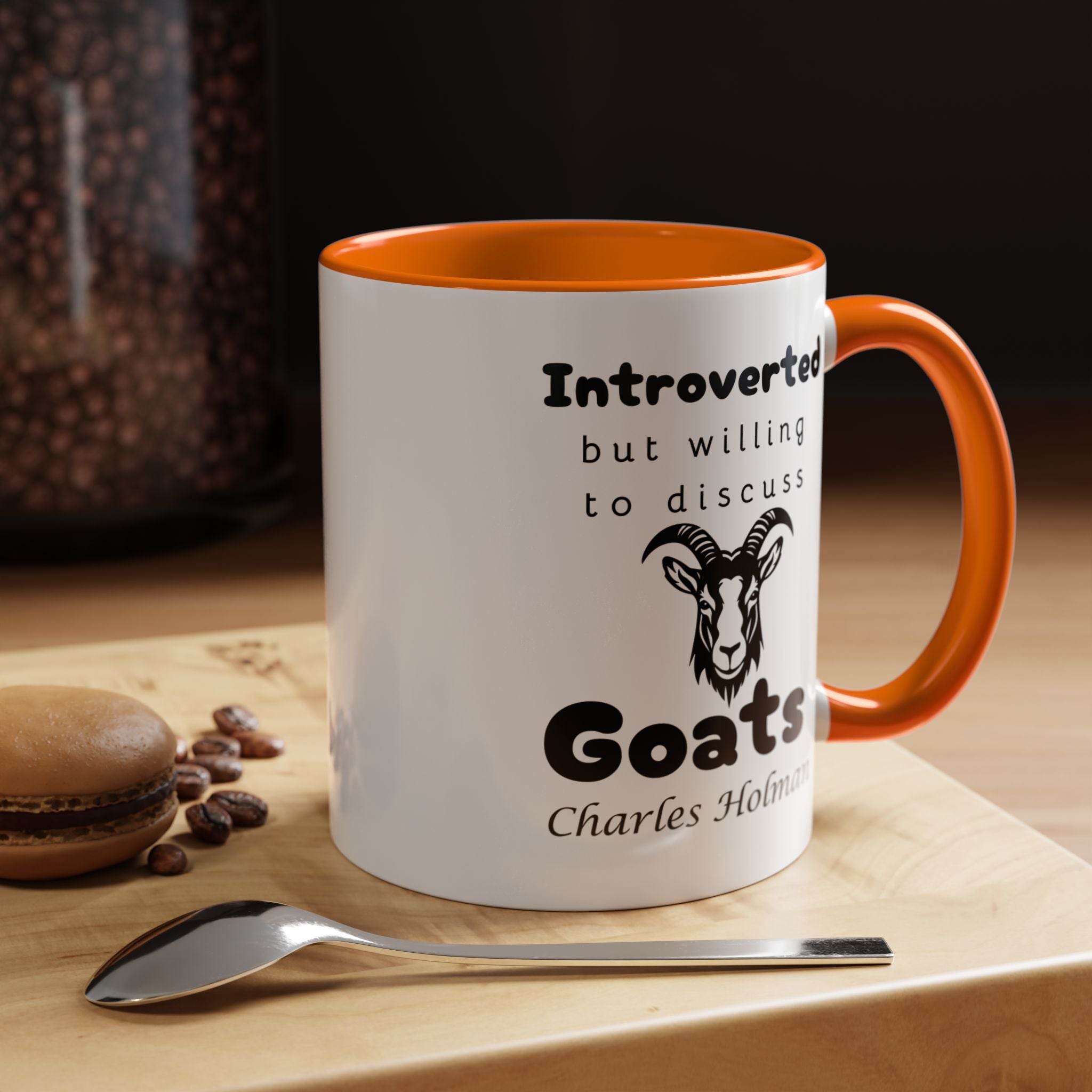 Funny Coffee Mug, Introverted But Willing To Discuss Goats Personalized Accent Coffee Mug (11 and 15oz)