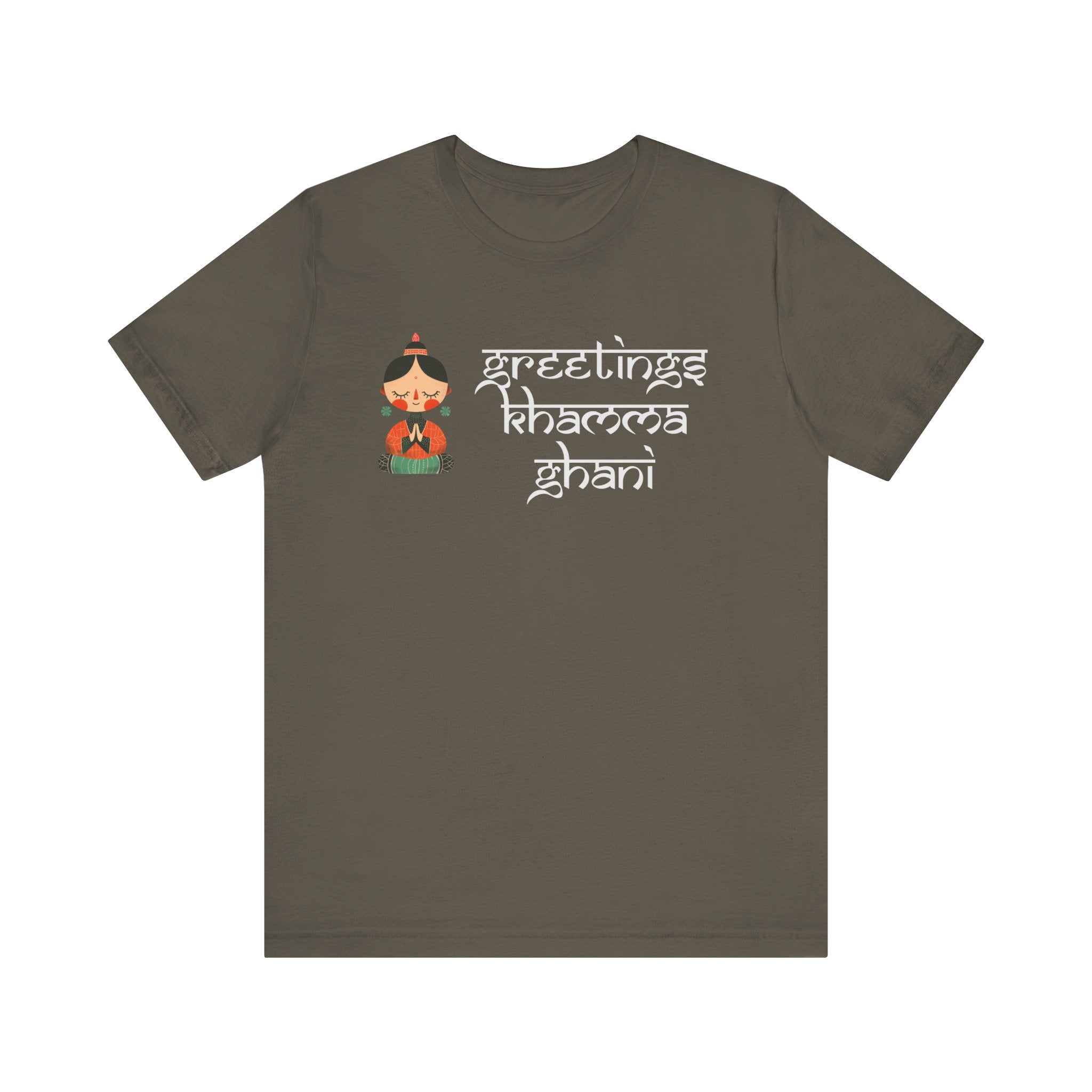 Greetings Khamma Ghani Desi Funny Tshirt-Tshirts Unisex Jersey Short Sleeve Tee