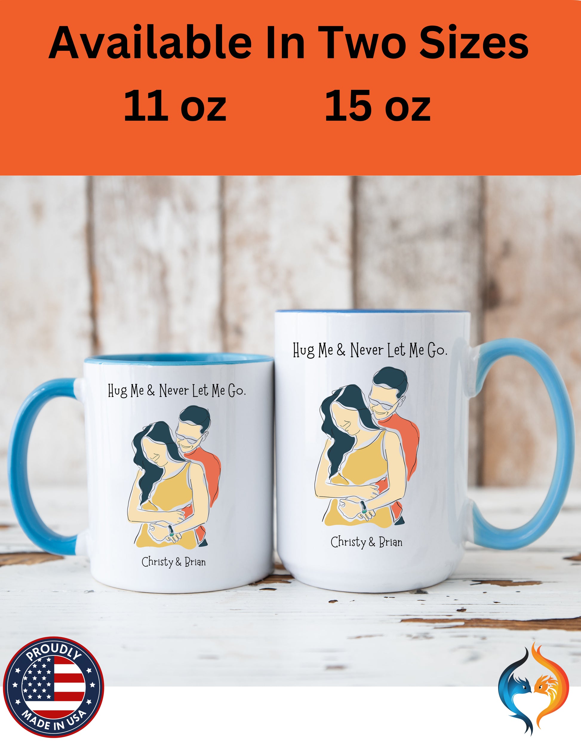 Hug Me And Never Let Me Go Romantic Mug Product Photo | Nutty Designs