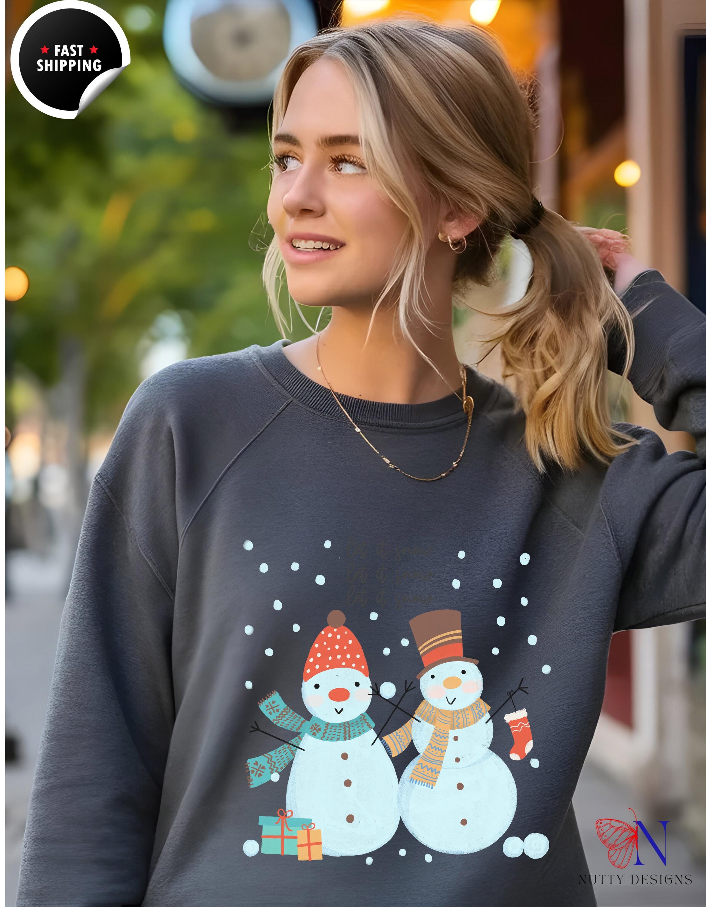 Let It Snow Sweatshirt | Cute Snowmen Winter Sweatshirt | Cozy Winter Apparel | Holiday Gift for Her