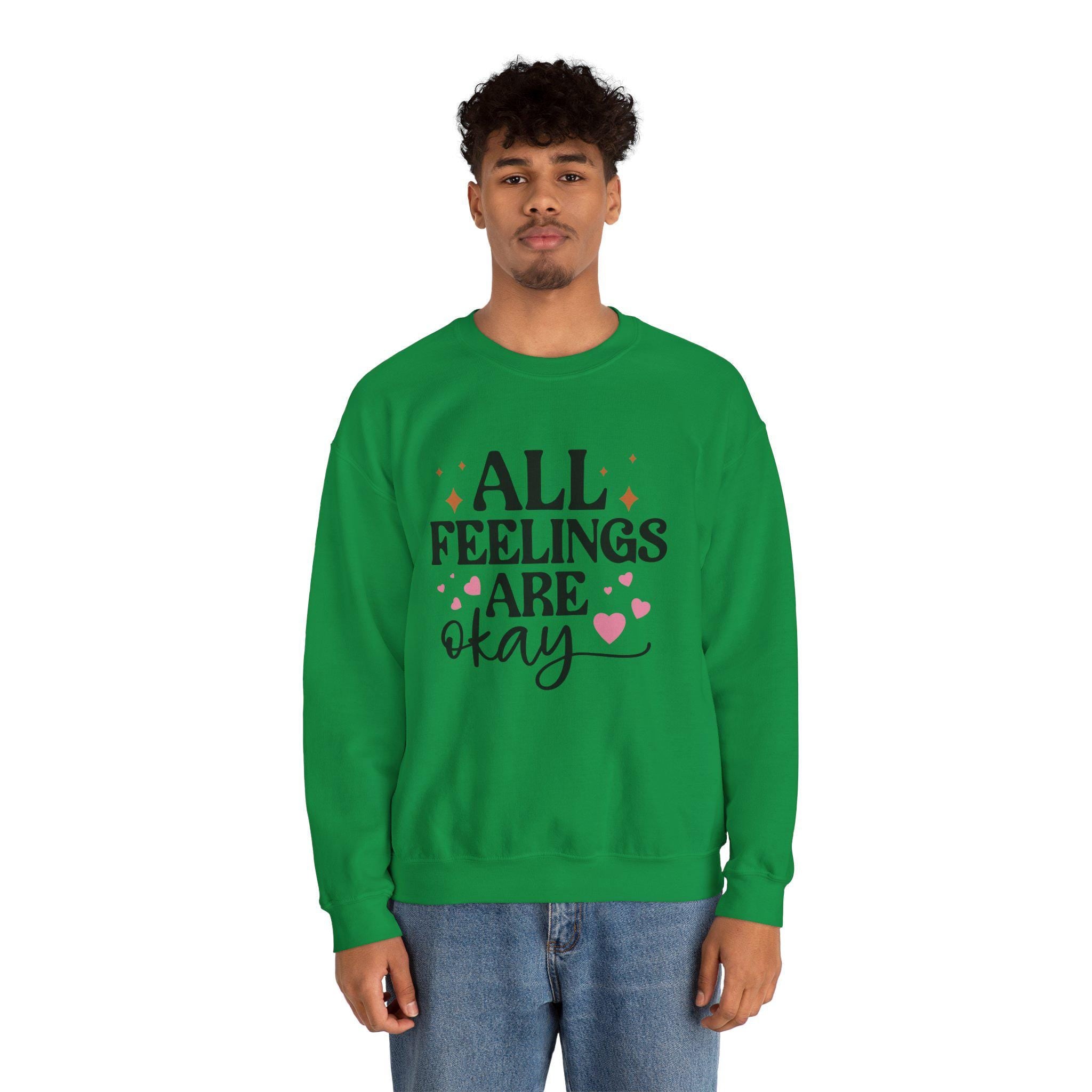 All Feelings Are Okay Cute Sweatshirt | Cozy Graphic Pullover | Positive Vibes Apparel | Gift for Her