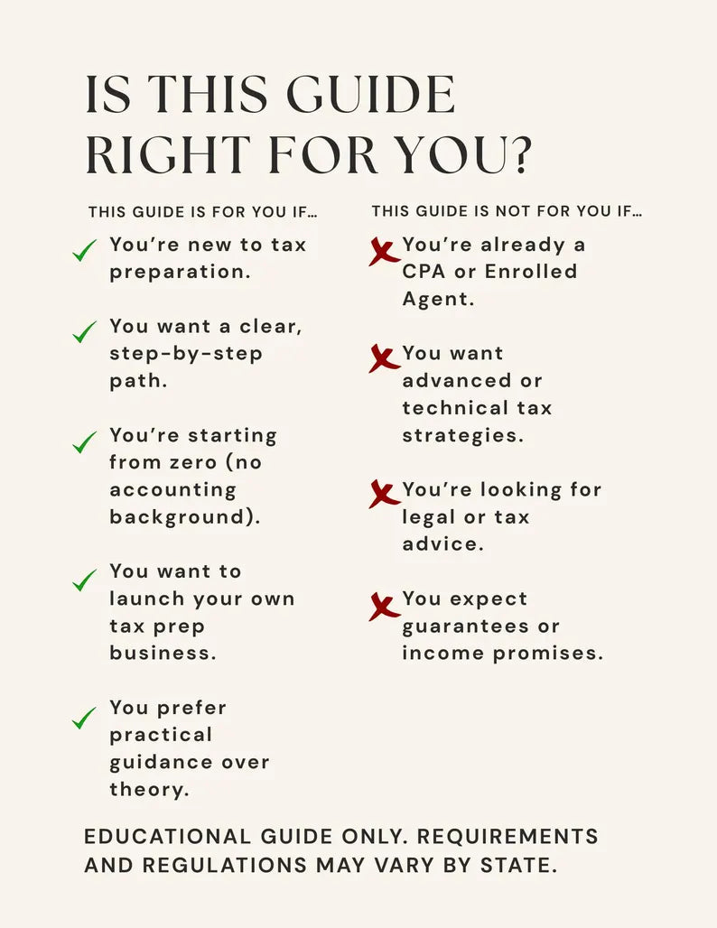 Tax Side Hustle - Become a Certified Preparer (PDF Guide) - Includes Getting PTIN, Clients