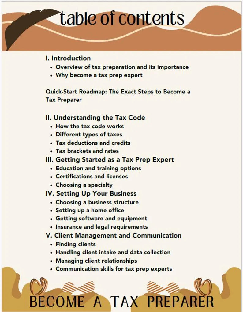 Tax Side Hustle - Become a Certified Preparer (PDF Guide) - Includes Getting PTIN, Clients