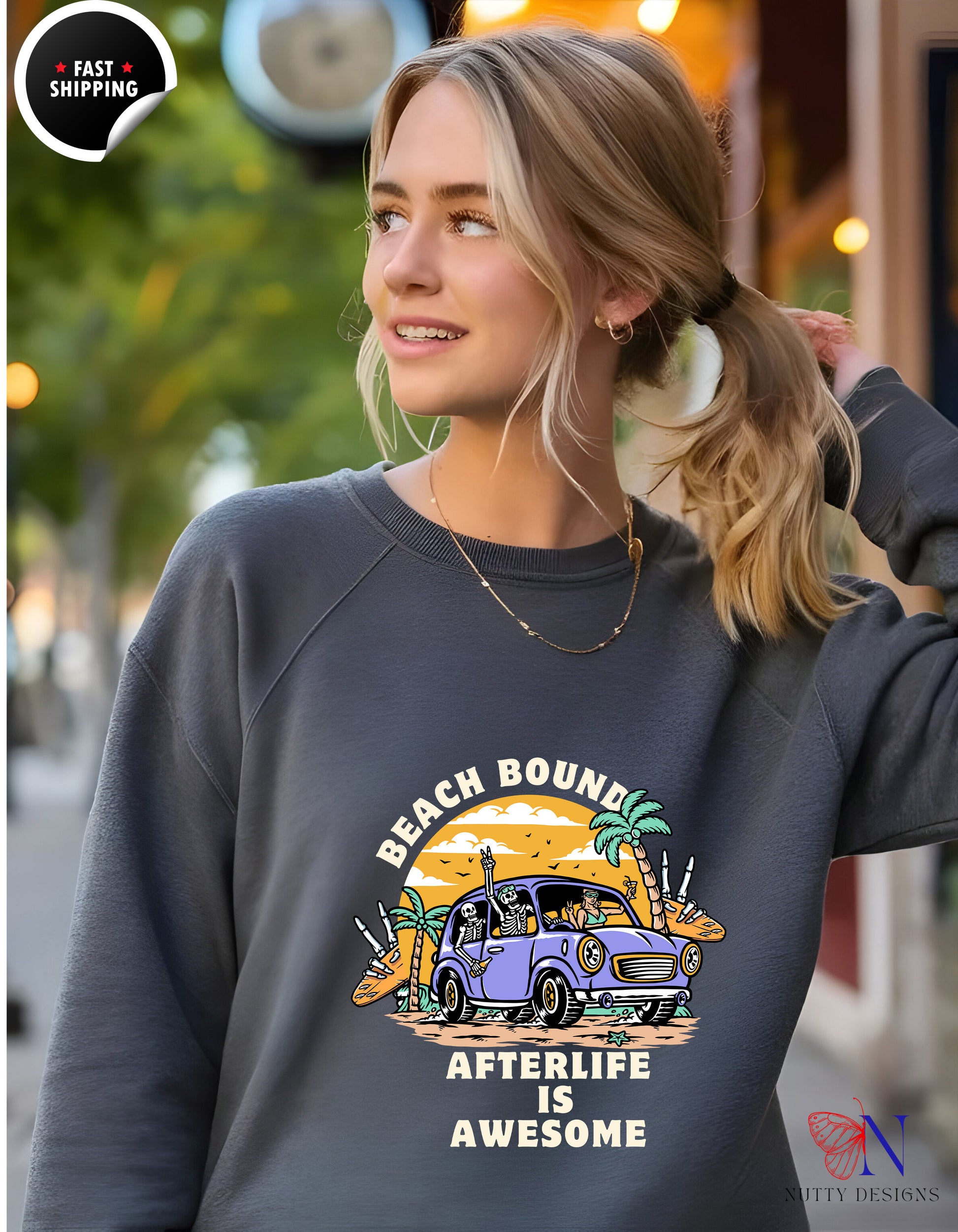 Skeleton Sweatshirt – Cozy Fleece Pullover With Skeleton - Hoodies-Sweatshirts_Dark Grey Sweatshirt