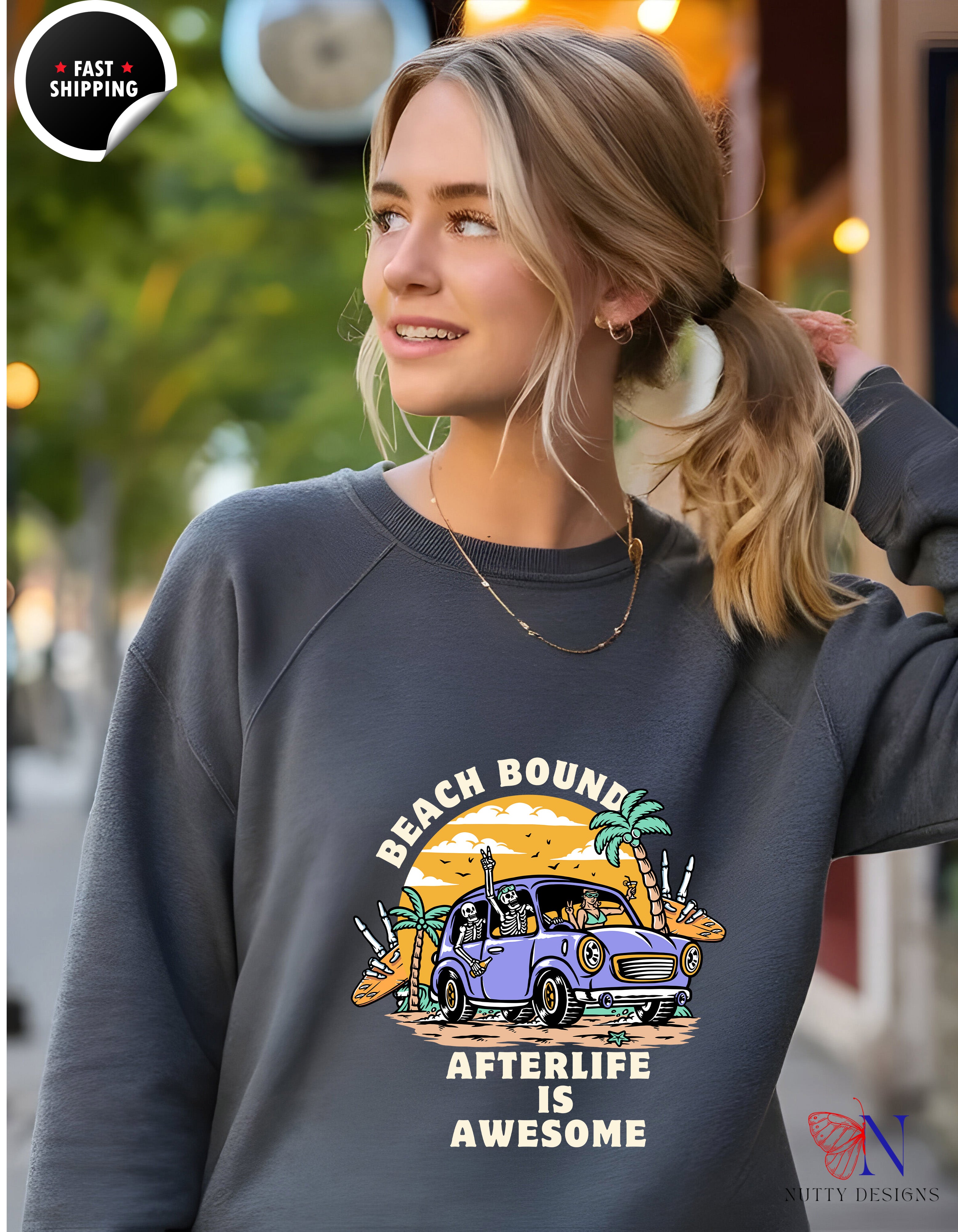 Skeleton Sweatshirt – Cozy Fleece Pullover With Skeleton - Hoodies-Sweatshirts_Dark Grey Sweatshirt