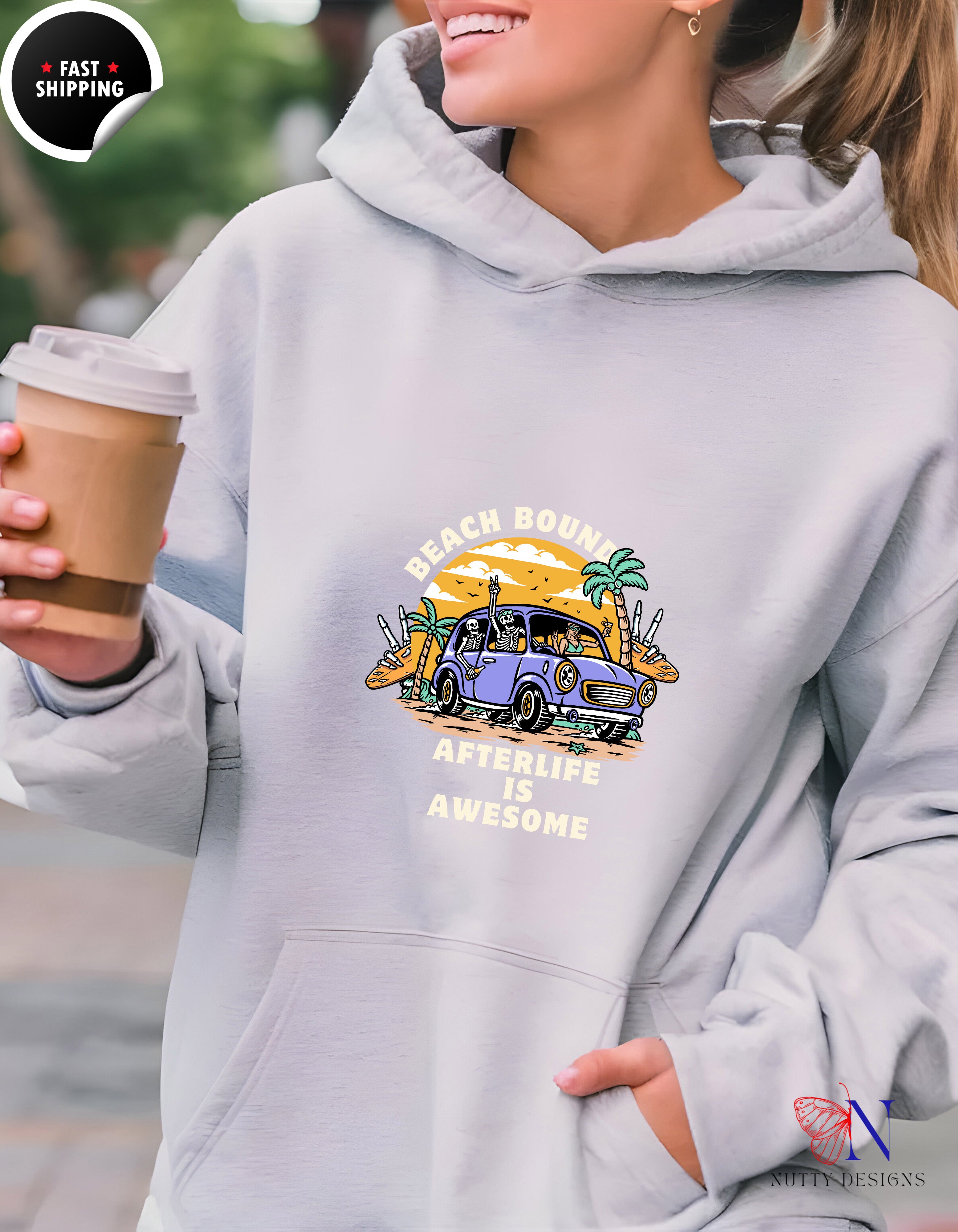 Skeleton Sweatshirt – Cozy Fleece Pullover With Skeleton - Hoodies-Sweatshirts_Grey Hoodie