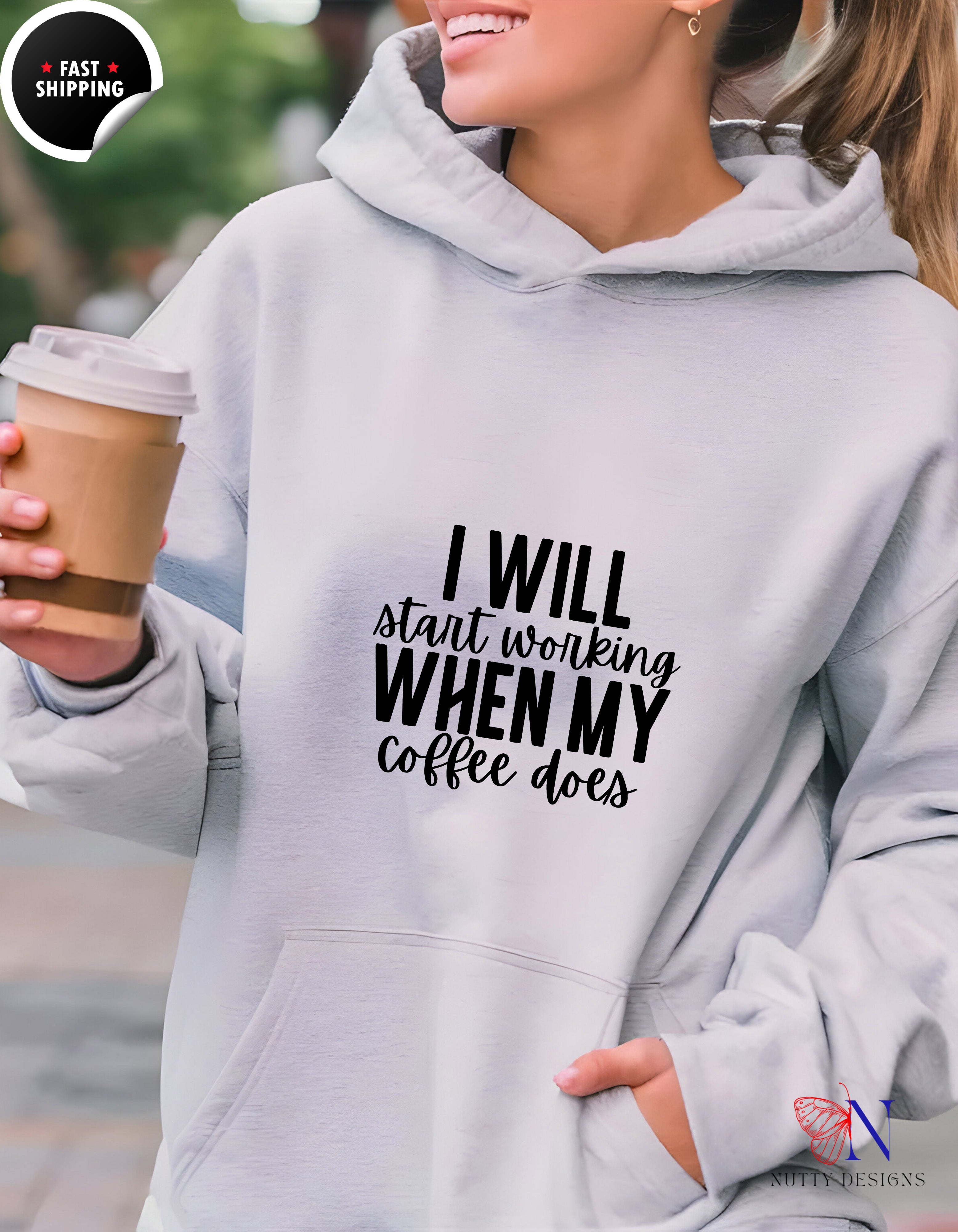 Coffee Lover Hoodie - I Will Start Working When My Coffee Does — view 9