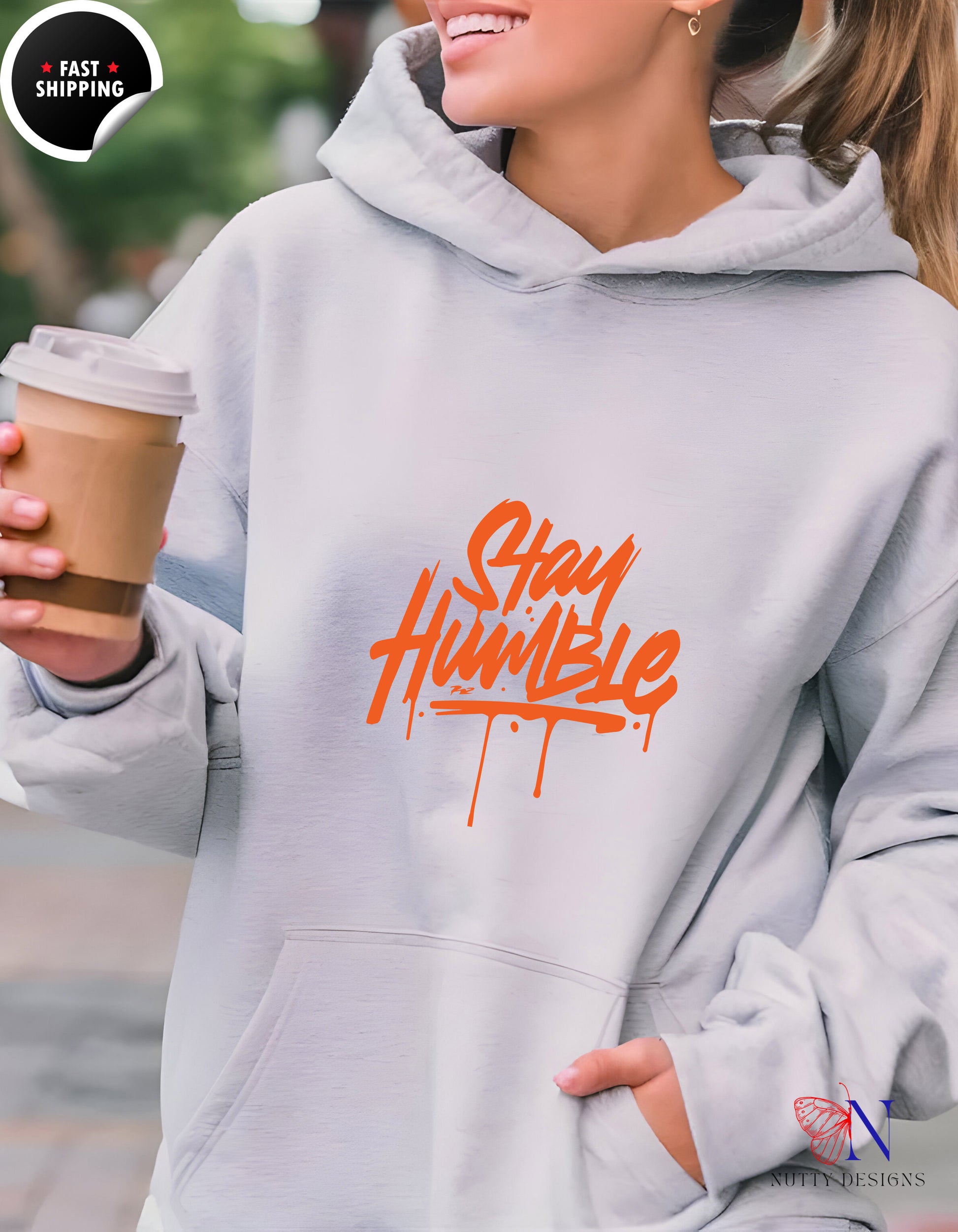 Stay Humble Hoodie - Graffiti Script Graphic Pullover — view 14