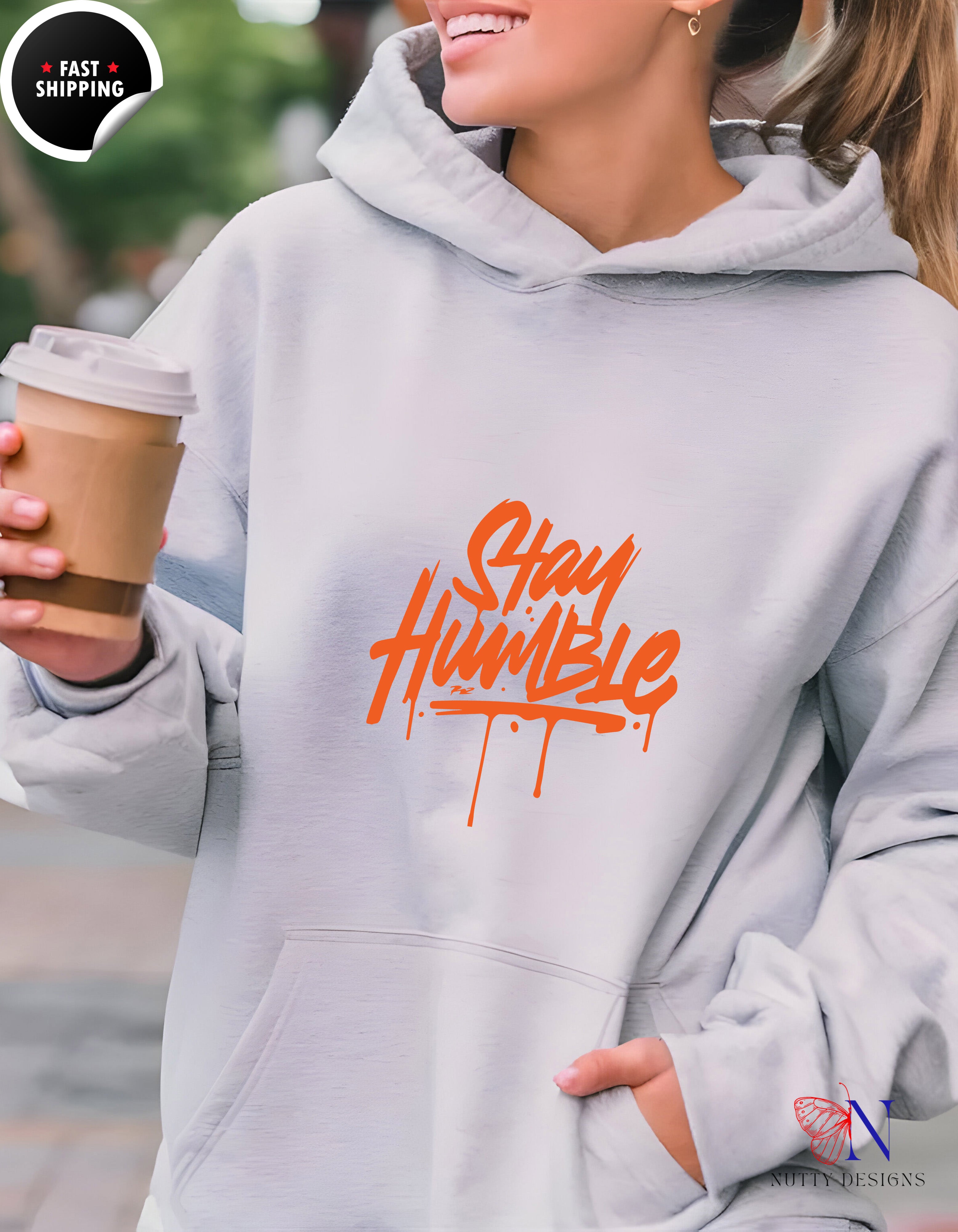Stay Humble Hoodie - Graffiti Script Graphic Pullover — view 14