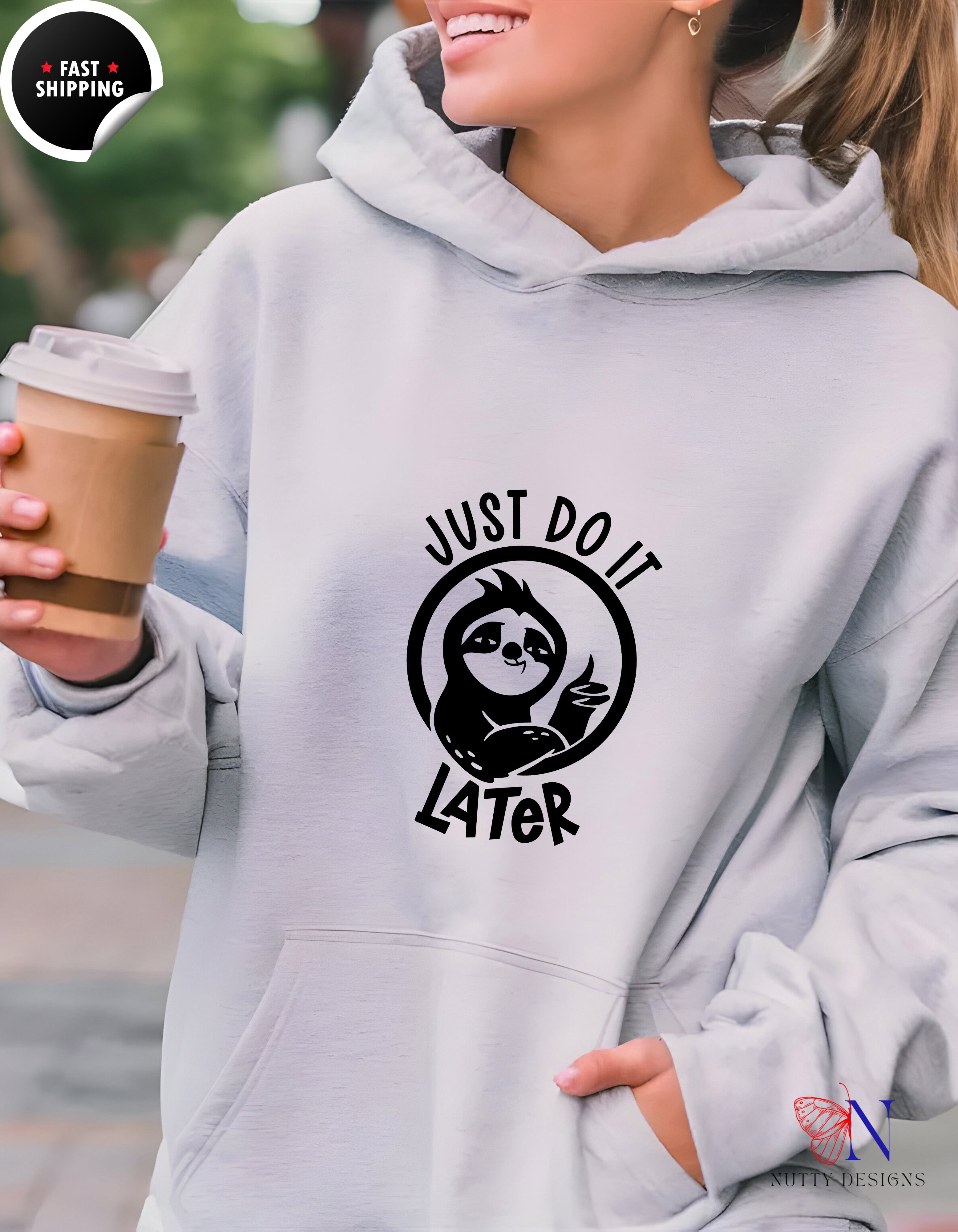 Just Do It Later Sloth Hoodie - Funny Lazy Graphic Pullover — view 16