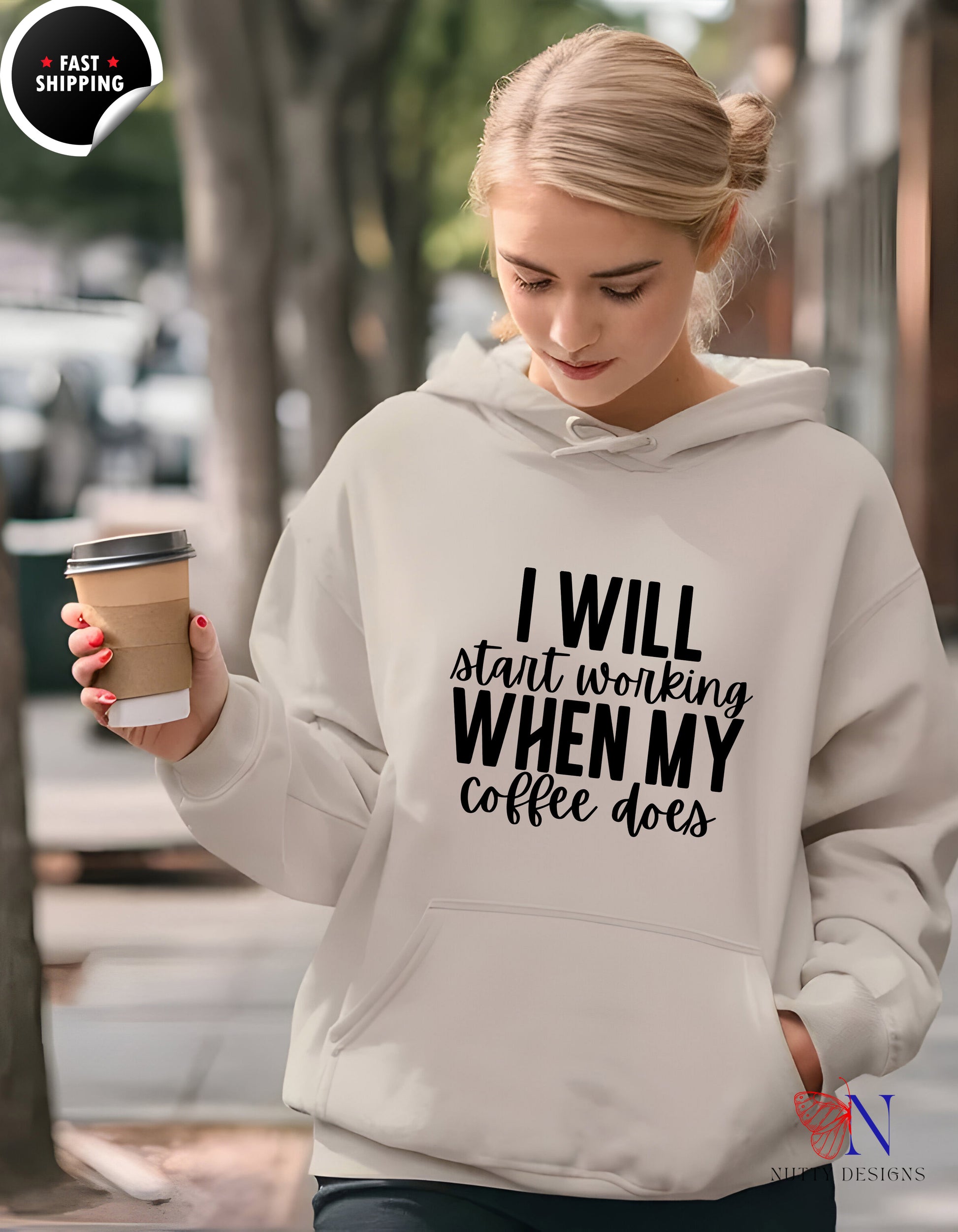 Coffee Lover Hoodie - I Will Start Working When My Coffee Does — view 12