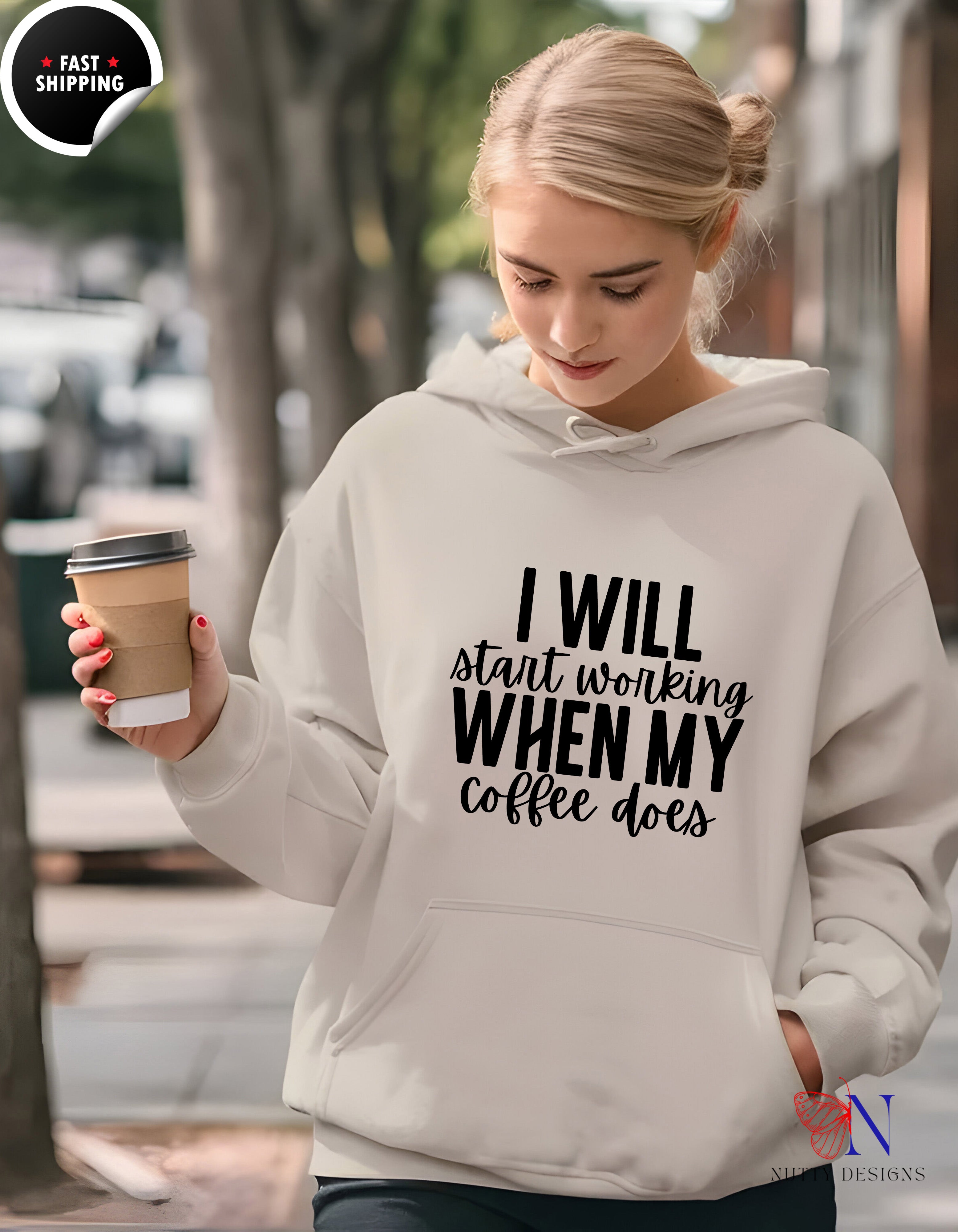 Coffee Lover Hoodie - I Will Start Working When My Coffee Does — view 12
