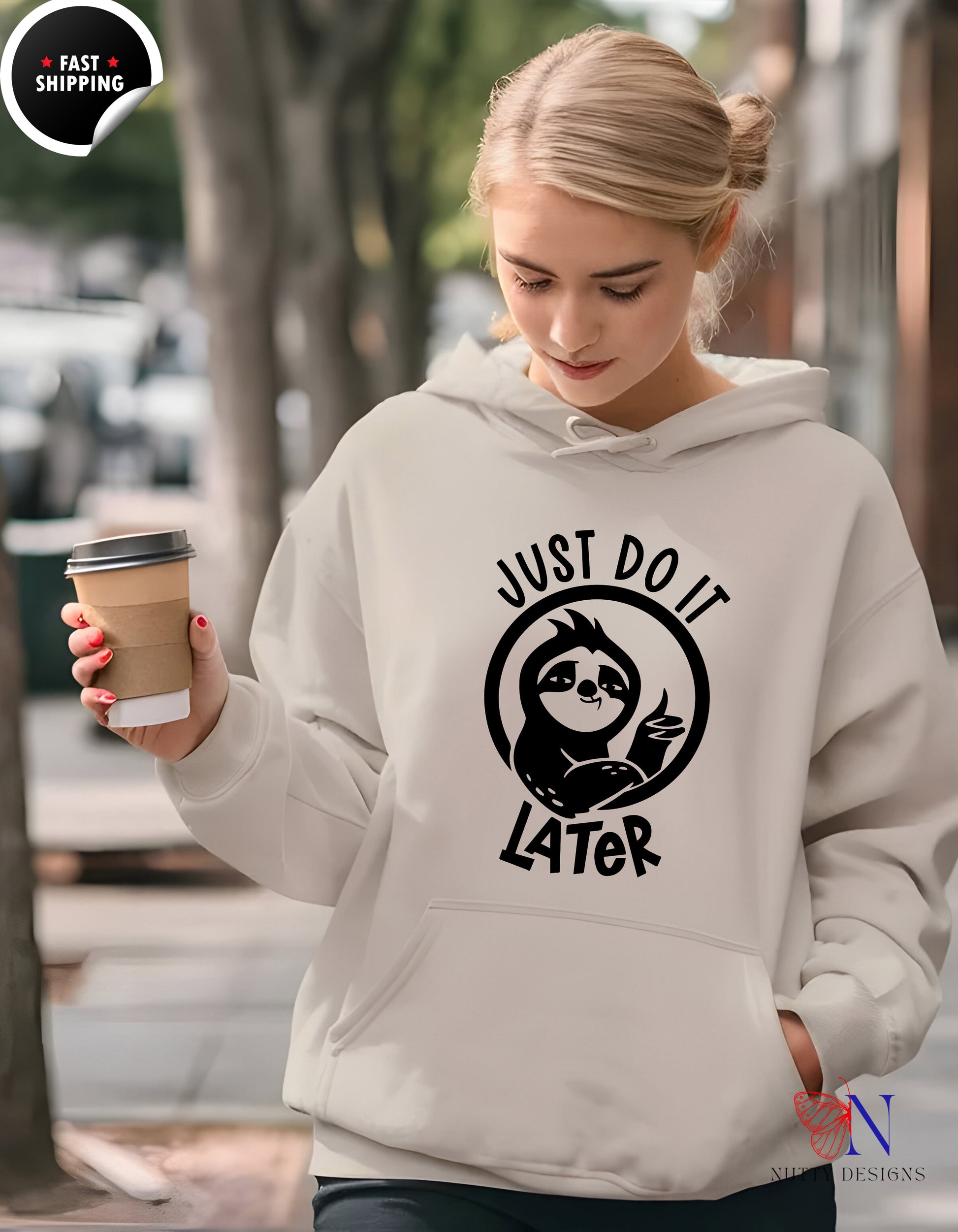 Just Do It Later Sloth Hoodie - Funny Lazy Graphic Pullover — view 19