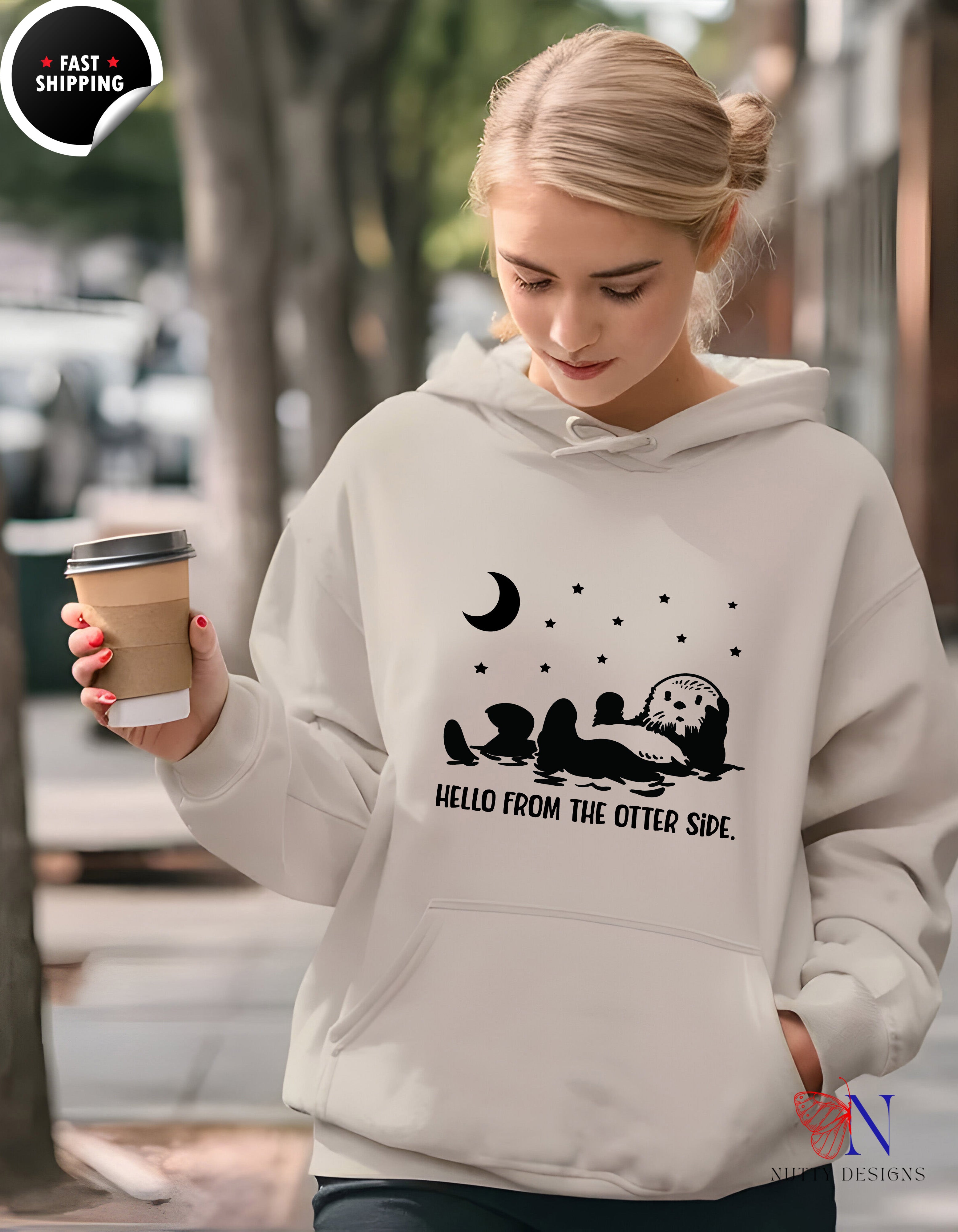 Otter Hoodie - Hello From the Otter Side Moon Graphic — view 17
