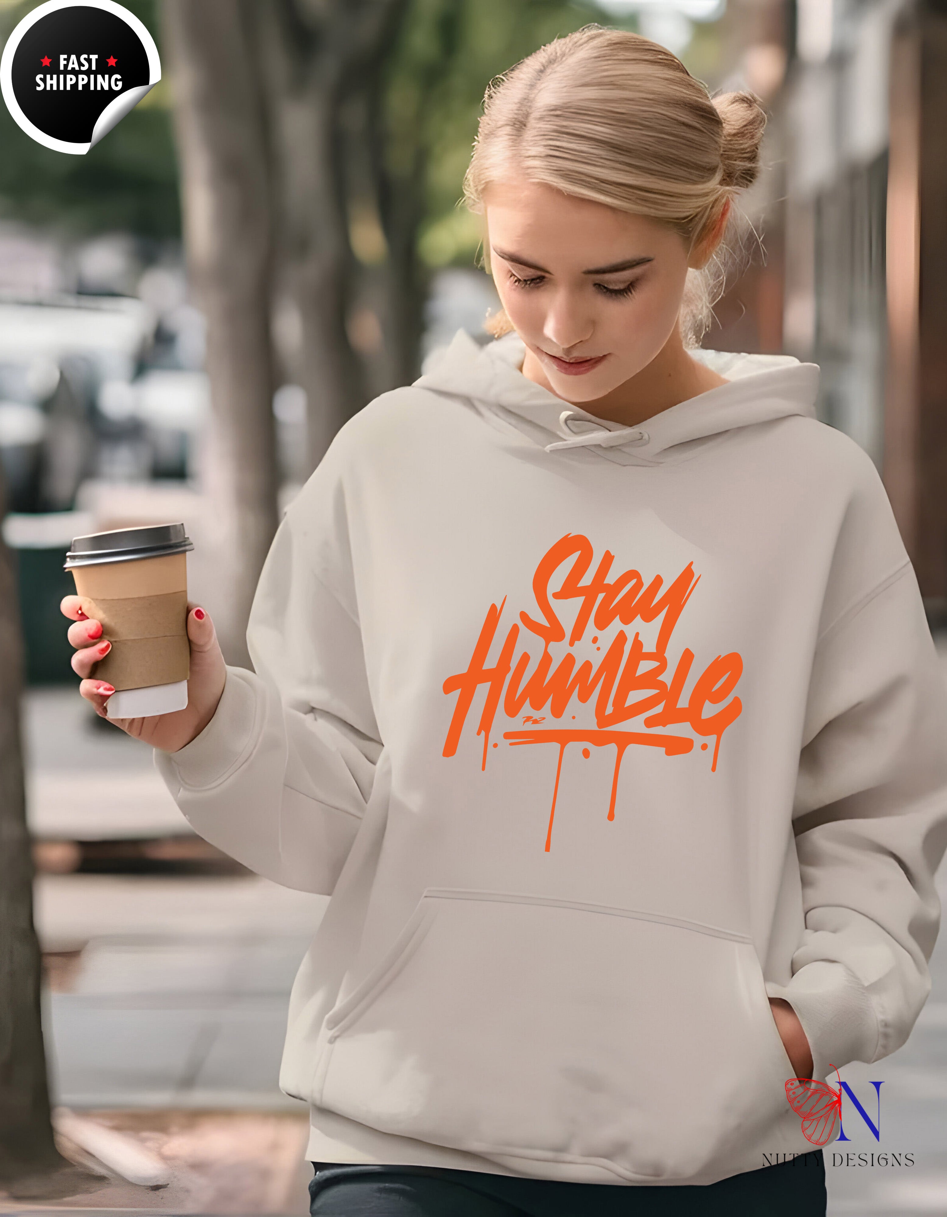 Stay Humble Hoodie - Graffiti Script Graphic Pullover — view 17
