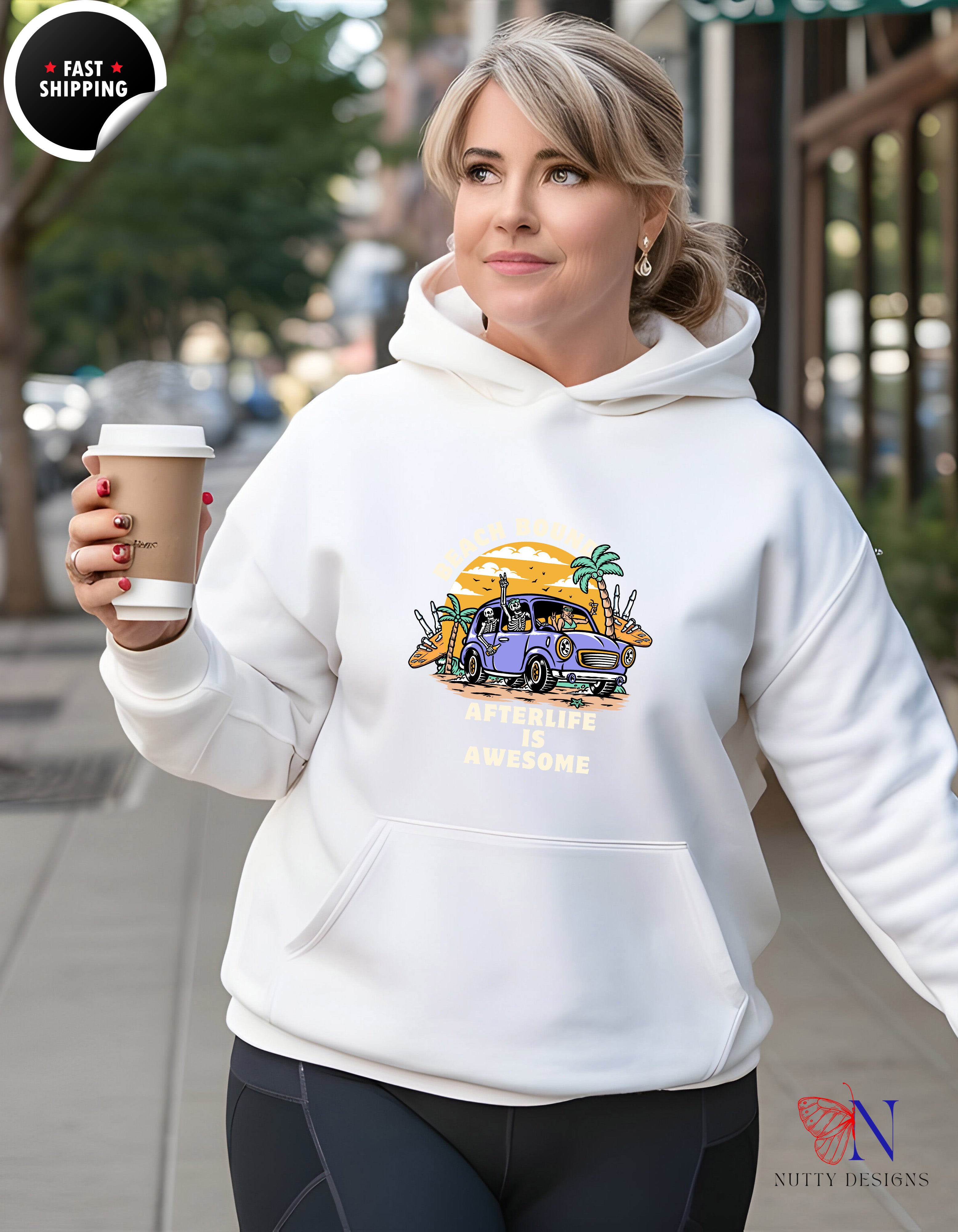 Skeleton Sweatshirt – Cozy Fleece Pullover With Skeleton - Hoodies-Sweatshirts_White Hoodie