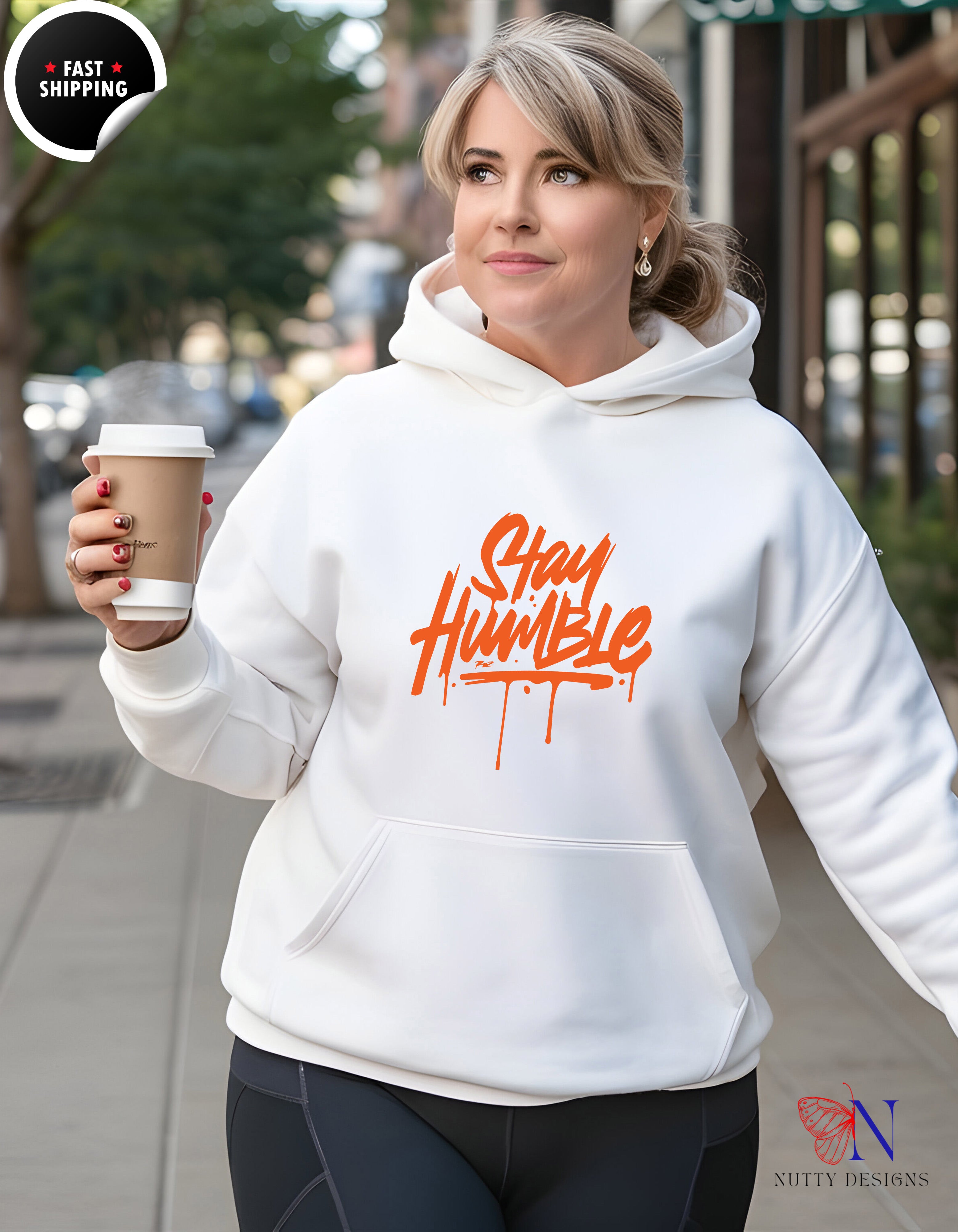 Stay Humble Hoodie - Graffiti Script Graphic Pullover — view 19