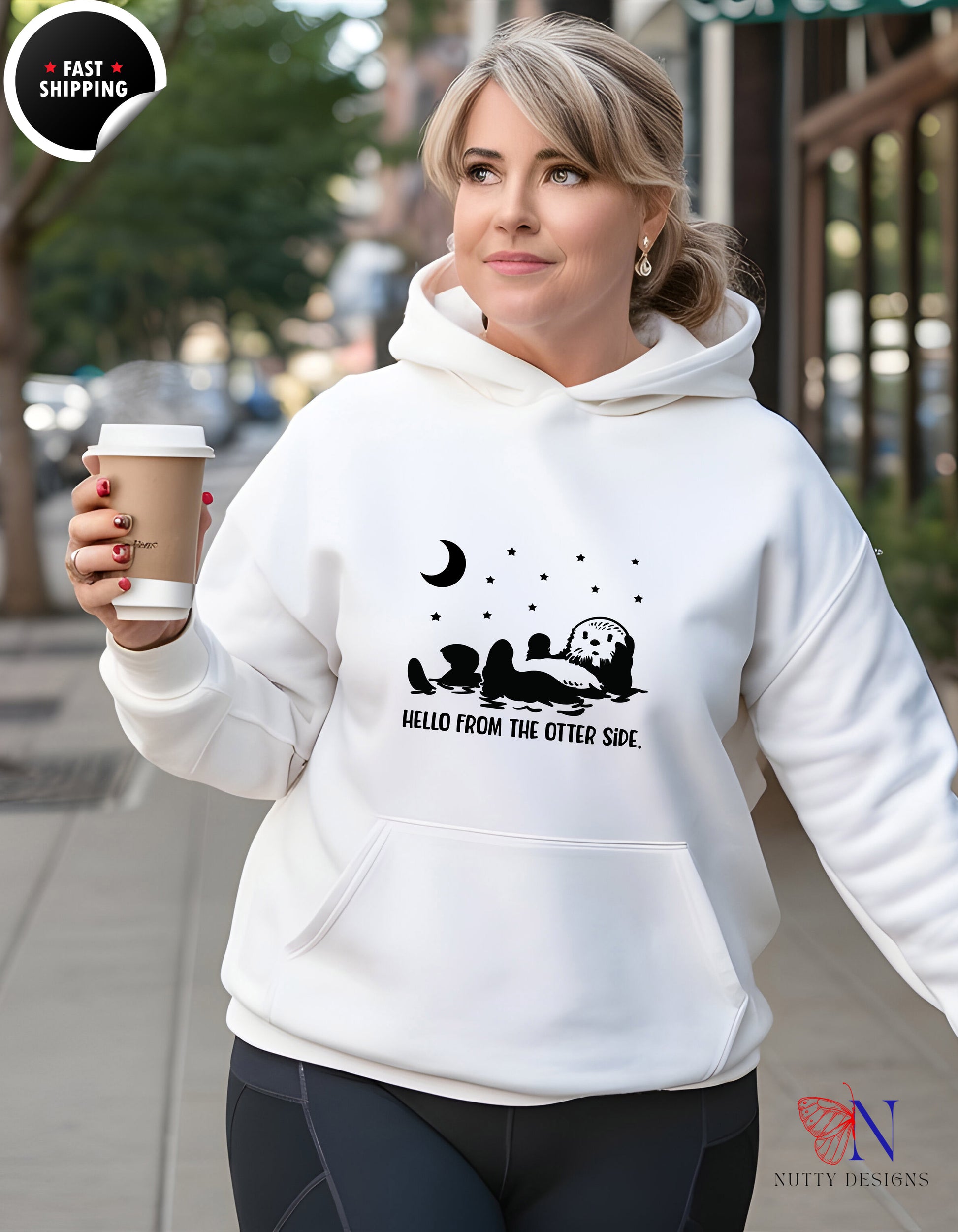Otter Hoodie - Hello From the Otter Side Moon Graphic — view 19