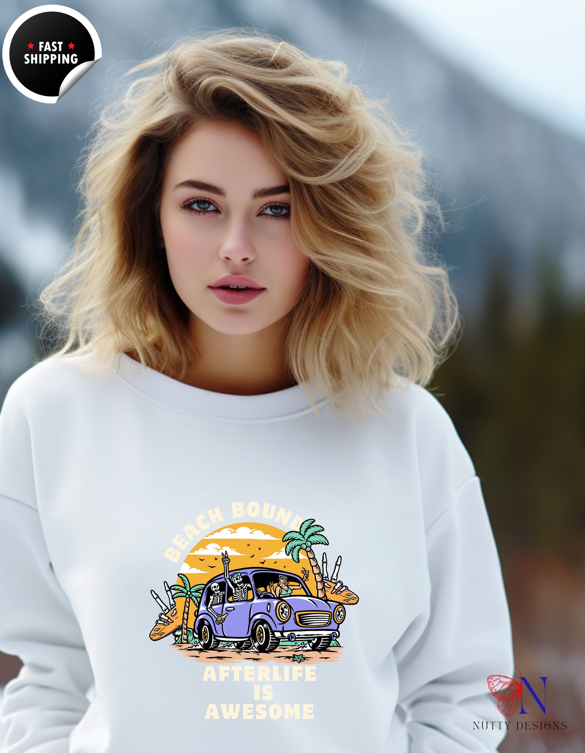 Skeleton Sweatshirt – Cozy Fleece Pullover With Skeleton - Hoodies-Sweatshirts_White Sweatshirt