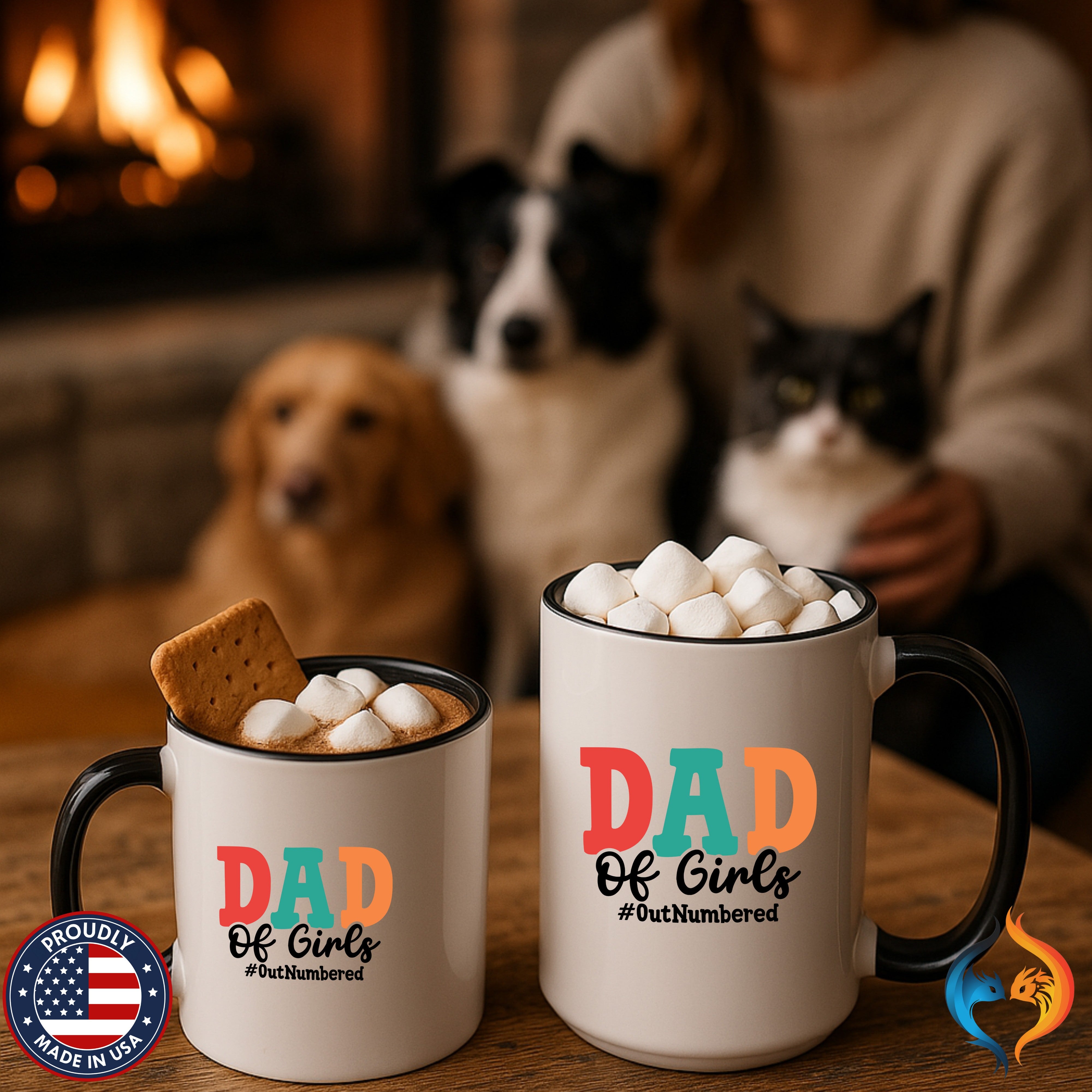Dad of girls #outnumbered Mug - Funny Dad Gift