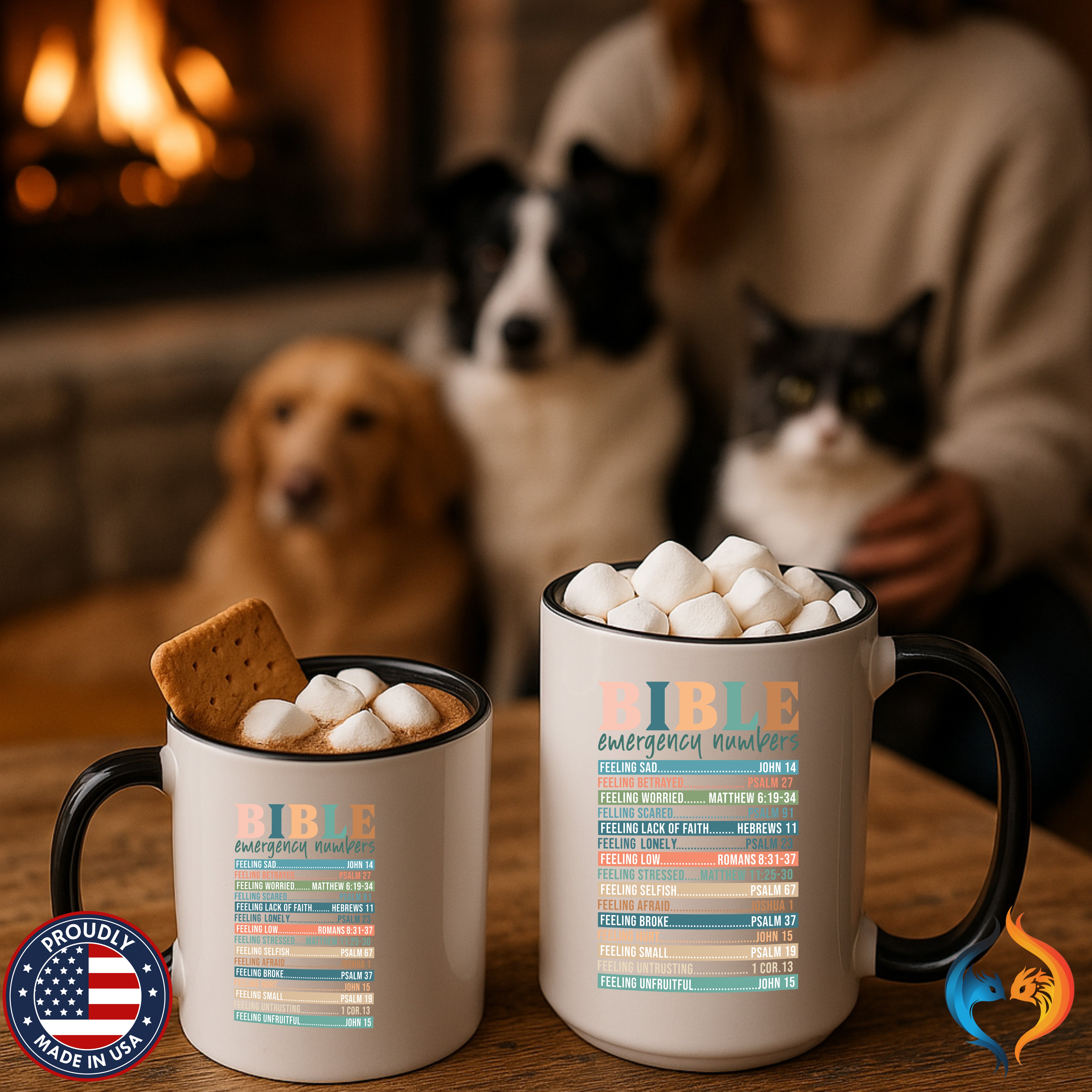 Religious Faith Based Gift, Personalized Mug, Bible Emergenc - Mugs-Double_Black Pet Doubles