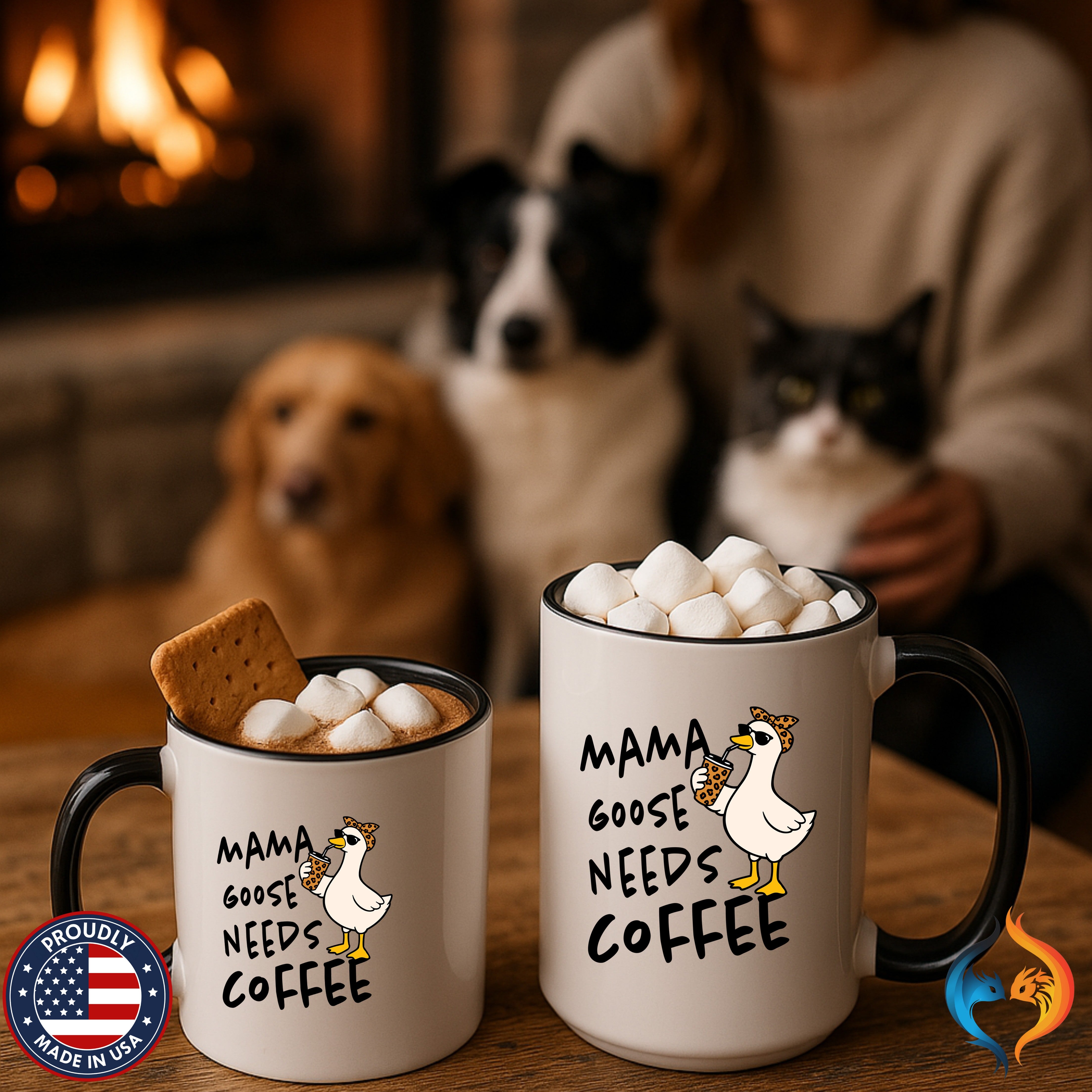 Mama Goose Needs Coffee coffee mug duo mockup - Mother's Day gift