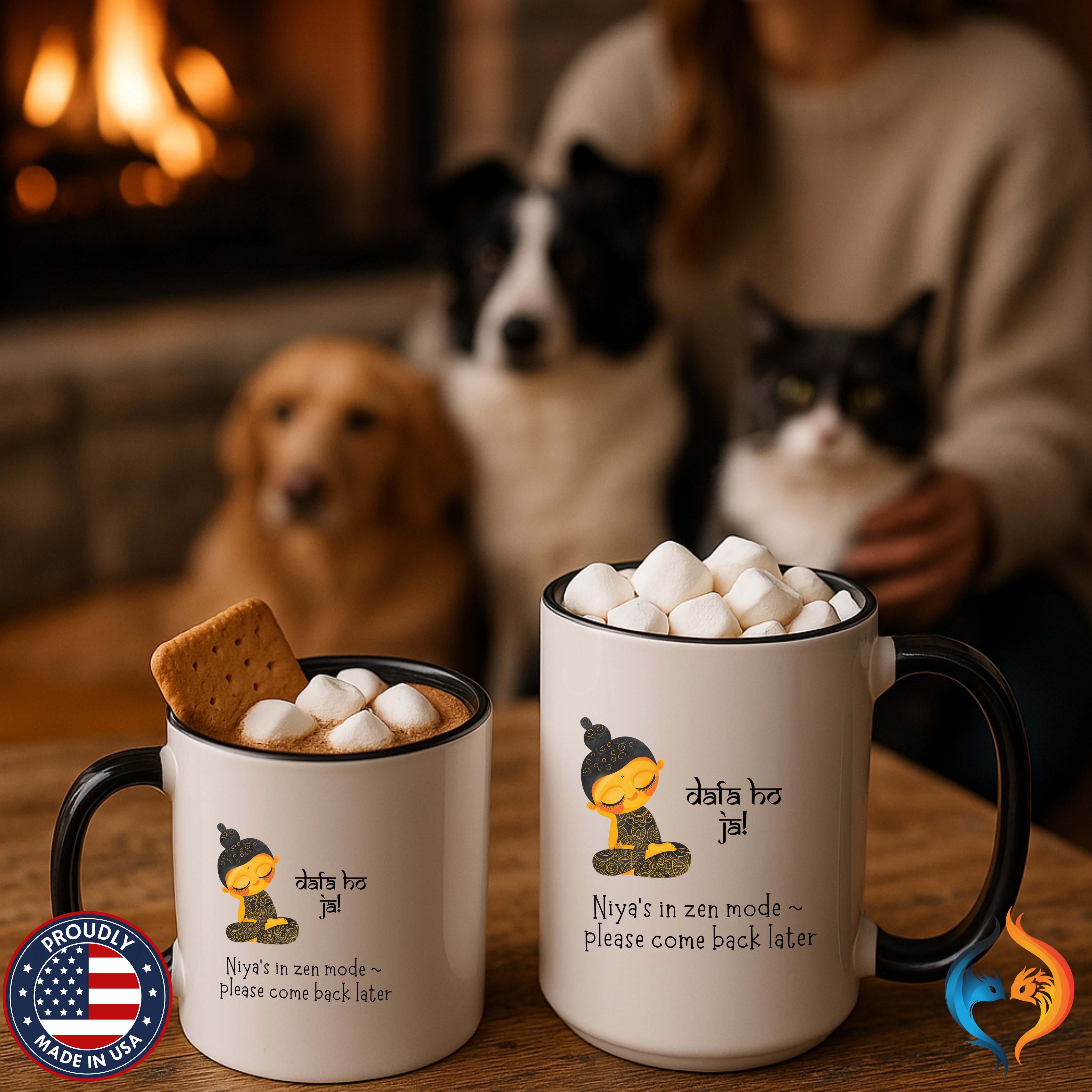 Personalized desi coffee mug, 'Dafa Ho Ja', Funny Indian Pak - Mugs-Double_Black Pet Doubles