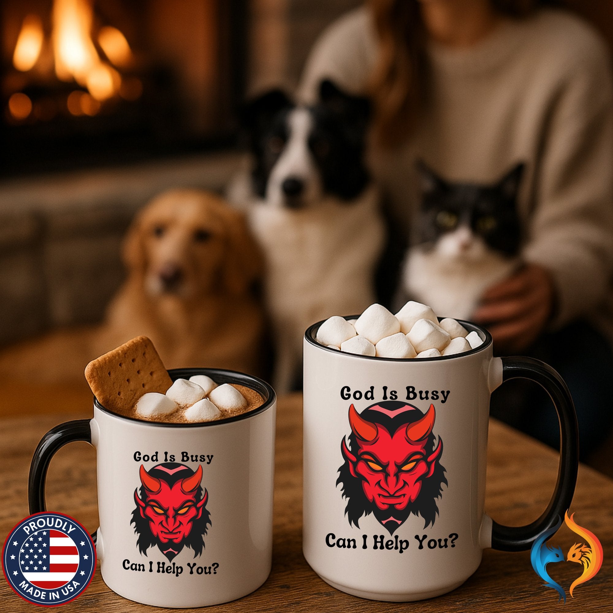 God Is Busy Can I Help You gift, Ashiest Cup | Mug - Mugs-Double_Black Pet Doubles
