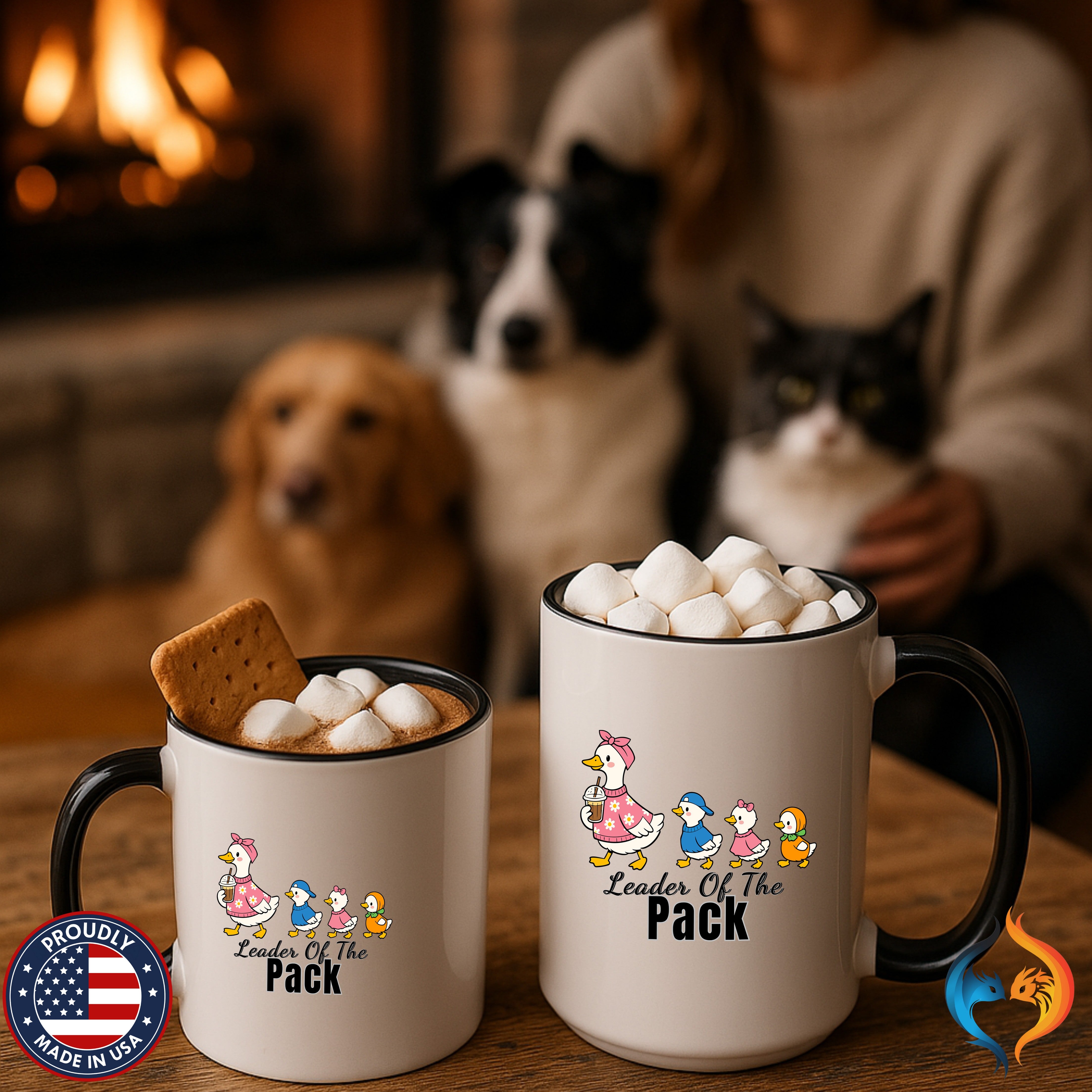 Leader Of The Pack Mama Duck coffee mug duo mockup - Mother's Day gift