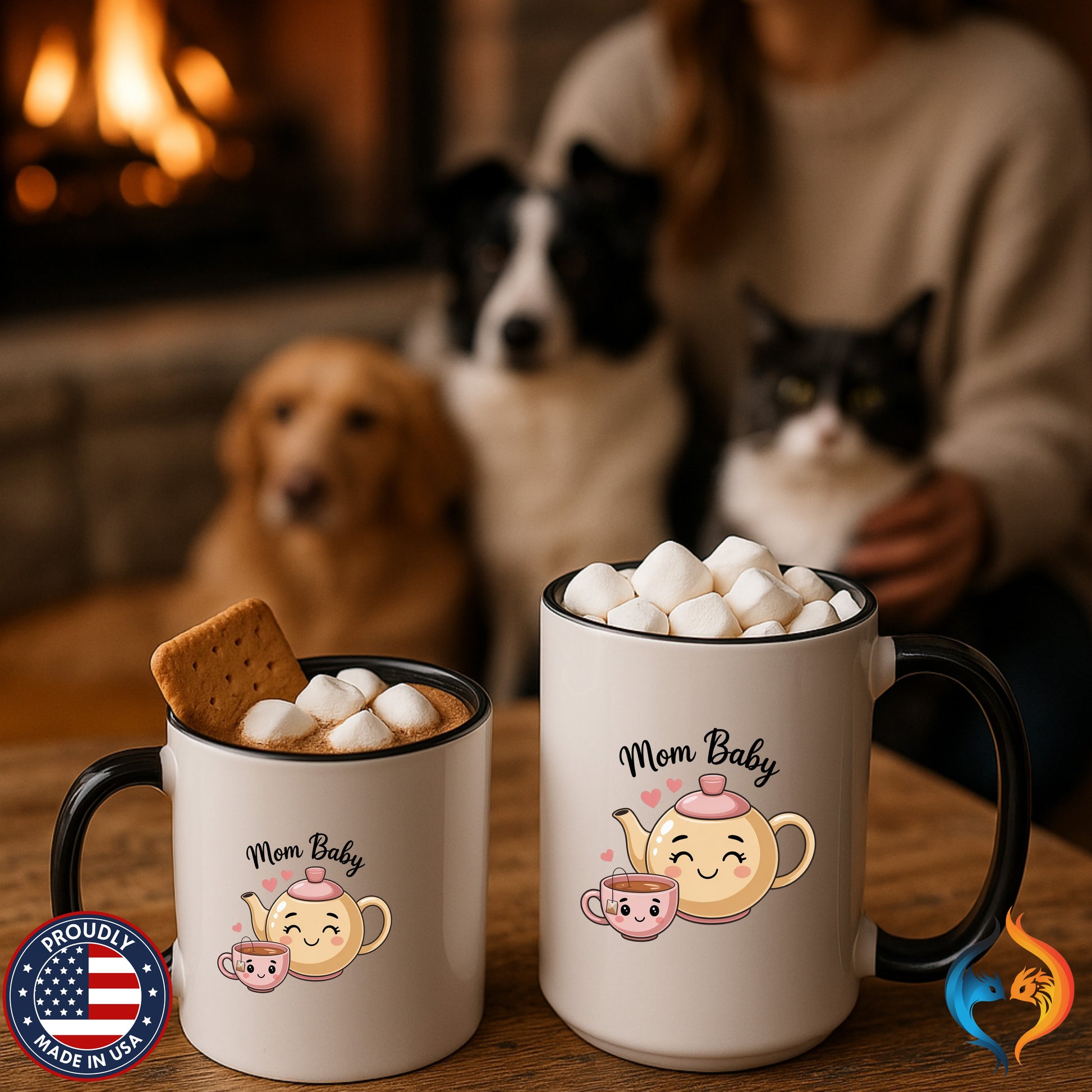 Mom And Baby Teapot Tea Cup coffee mug duo mockup - Mother's Day gift