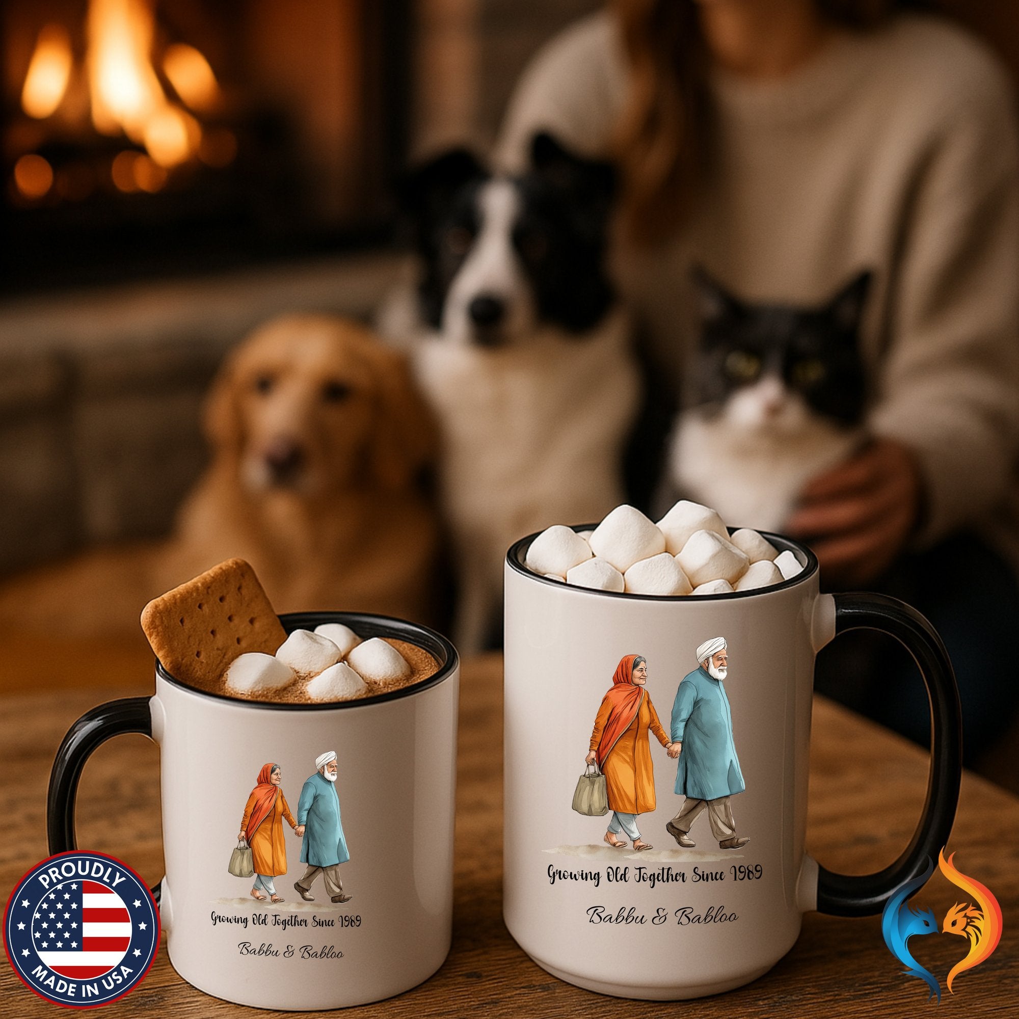Growing Old Together Since South Indian Couple Cup | Mug - Mugs-Double_Black Pet Doubles