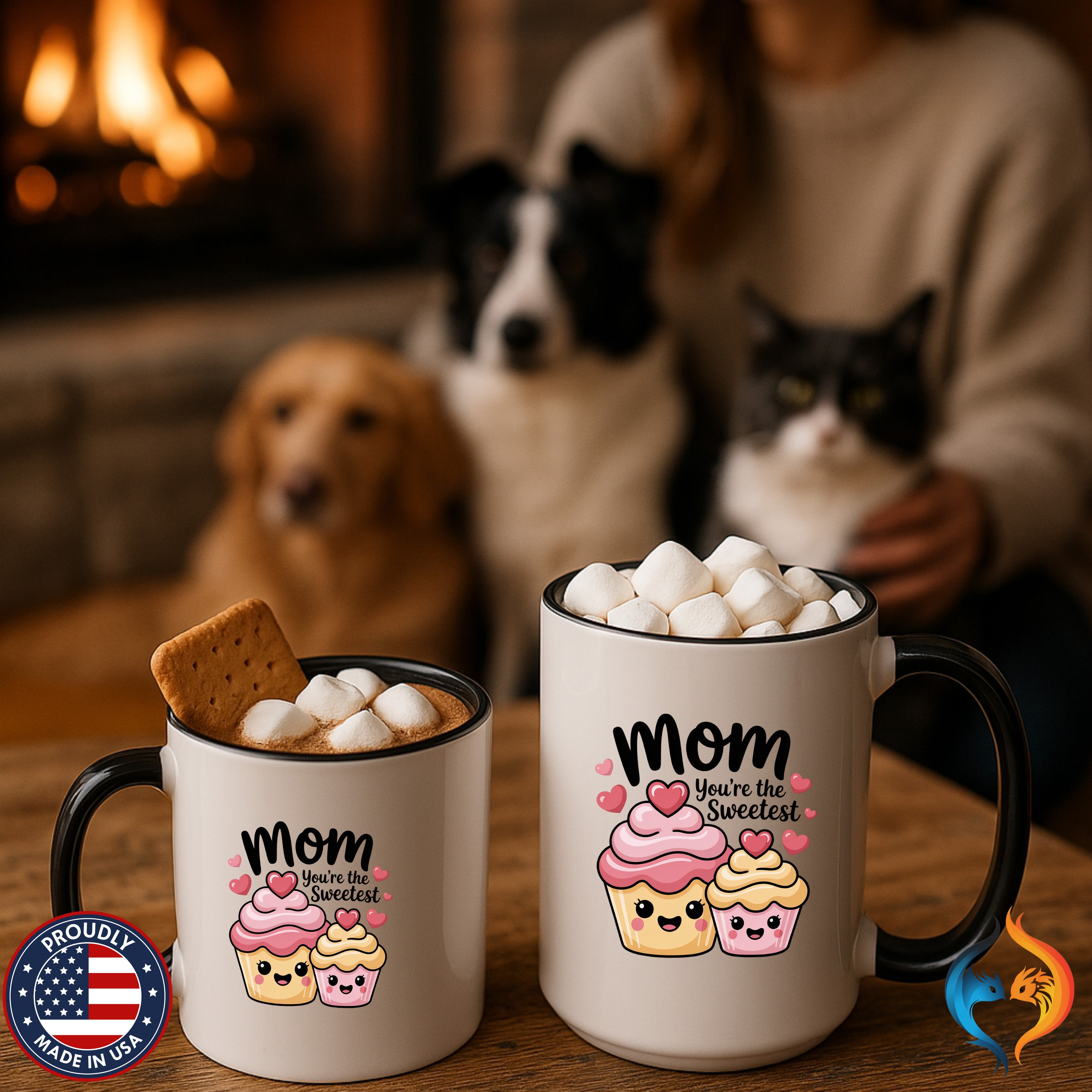 Mom You're The Sweetest Cupcake coffee mug duo mockup - Mother's Day gift
