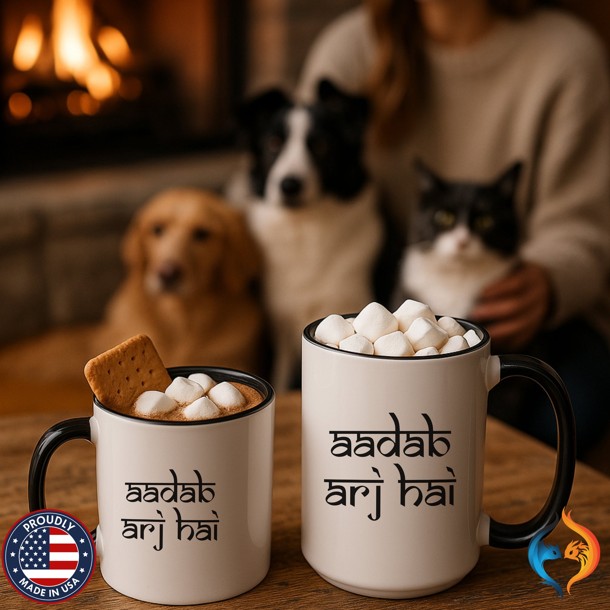 Desi Roots Mug Aadab Arj Hai Accent Cup (), Indian, Pakistan - Mugs-Double_Black Pet Doubles