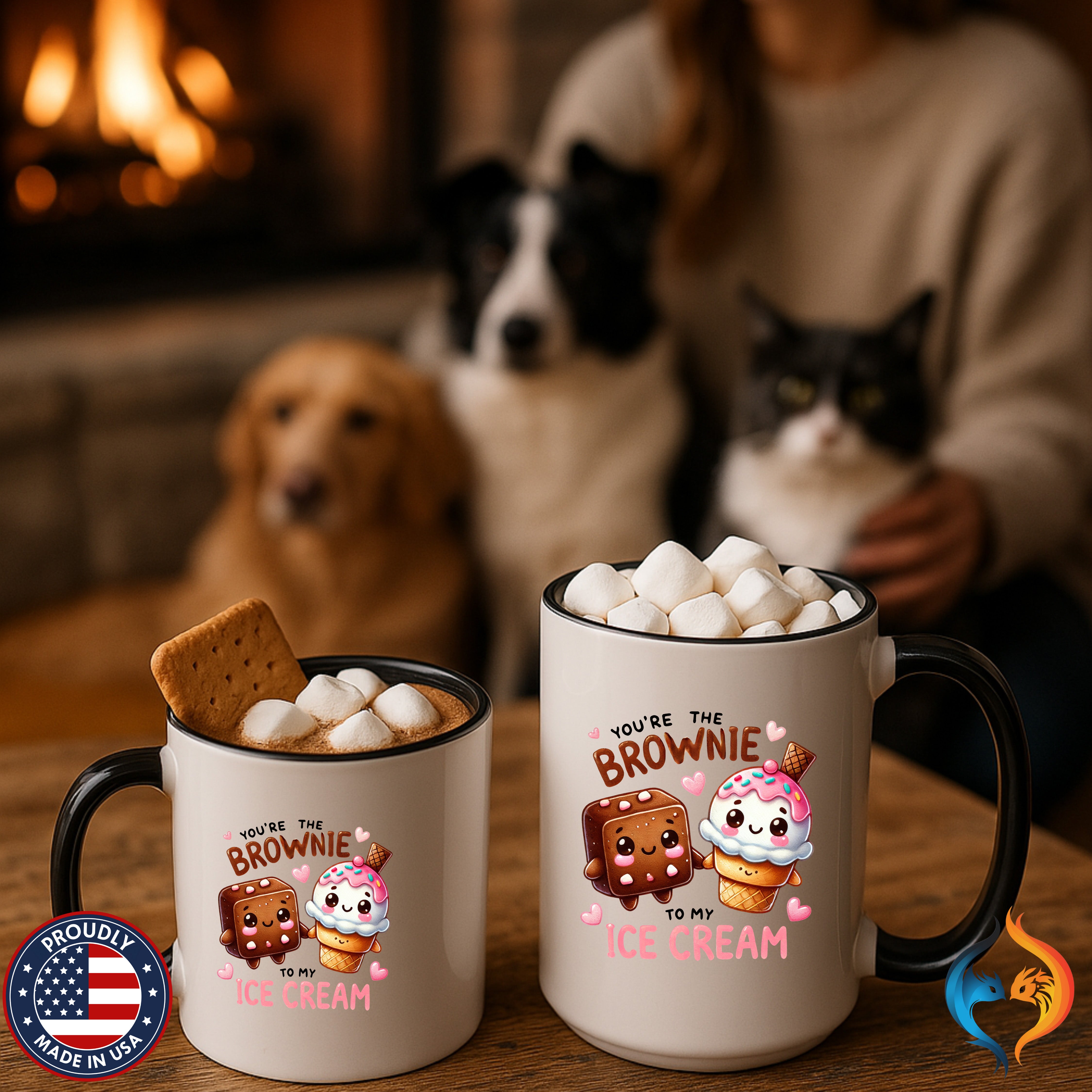 Lick Me Till Ice Cream Mug | , Cute Kawaii Ice Cream Design - Mugs-Double_Black Pet Doubles