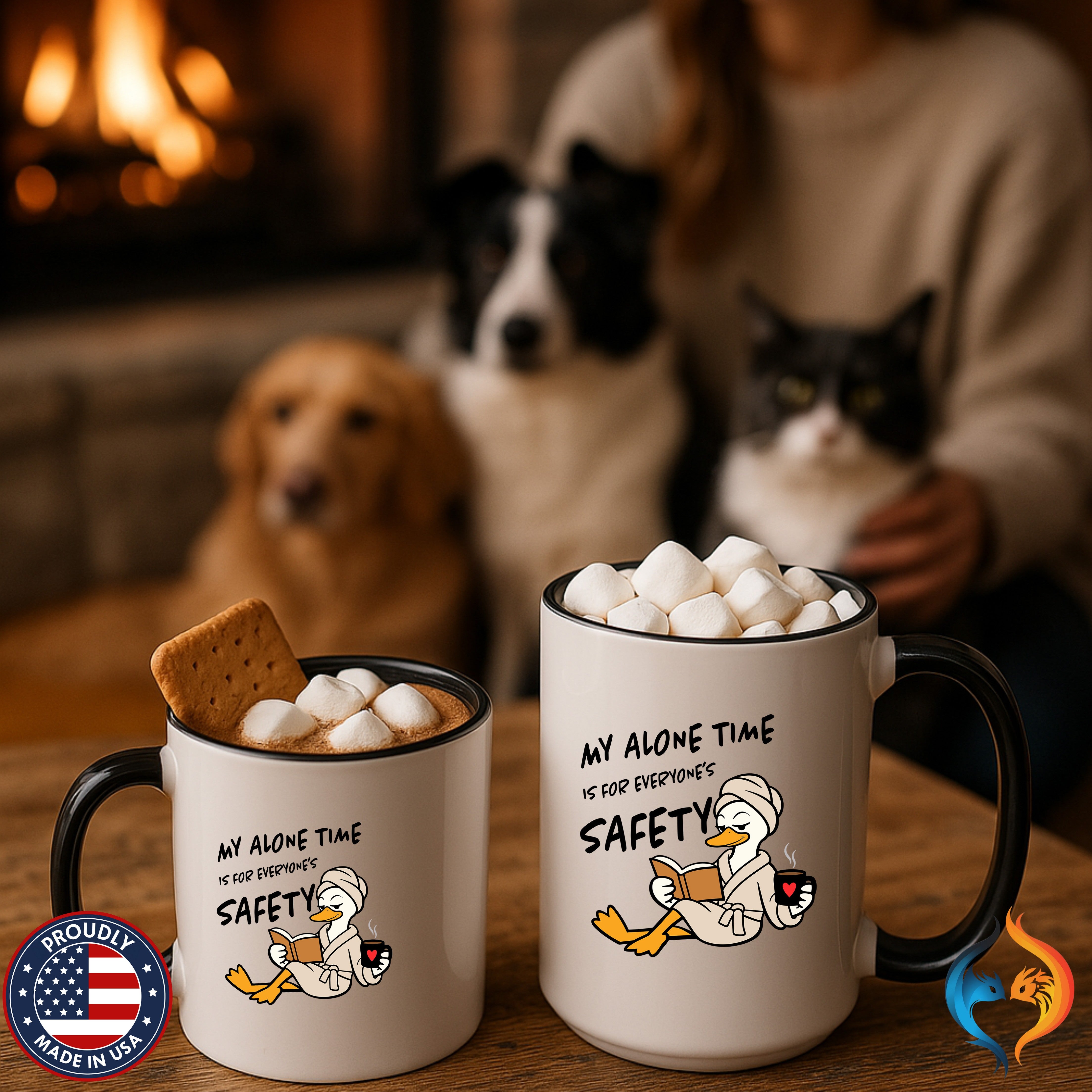 My Alone Time Is For Everyone's Safety Mom Goose coffee mug duo mockup - Mother's Day gift