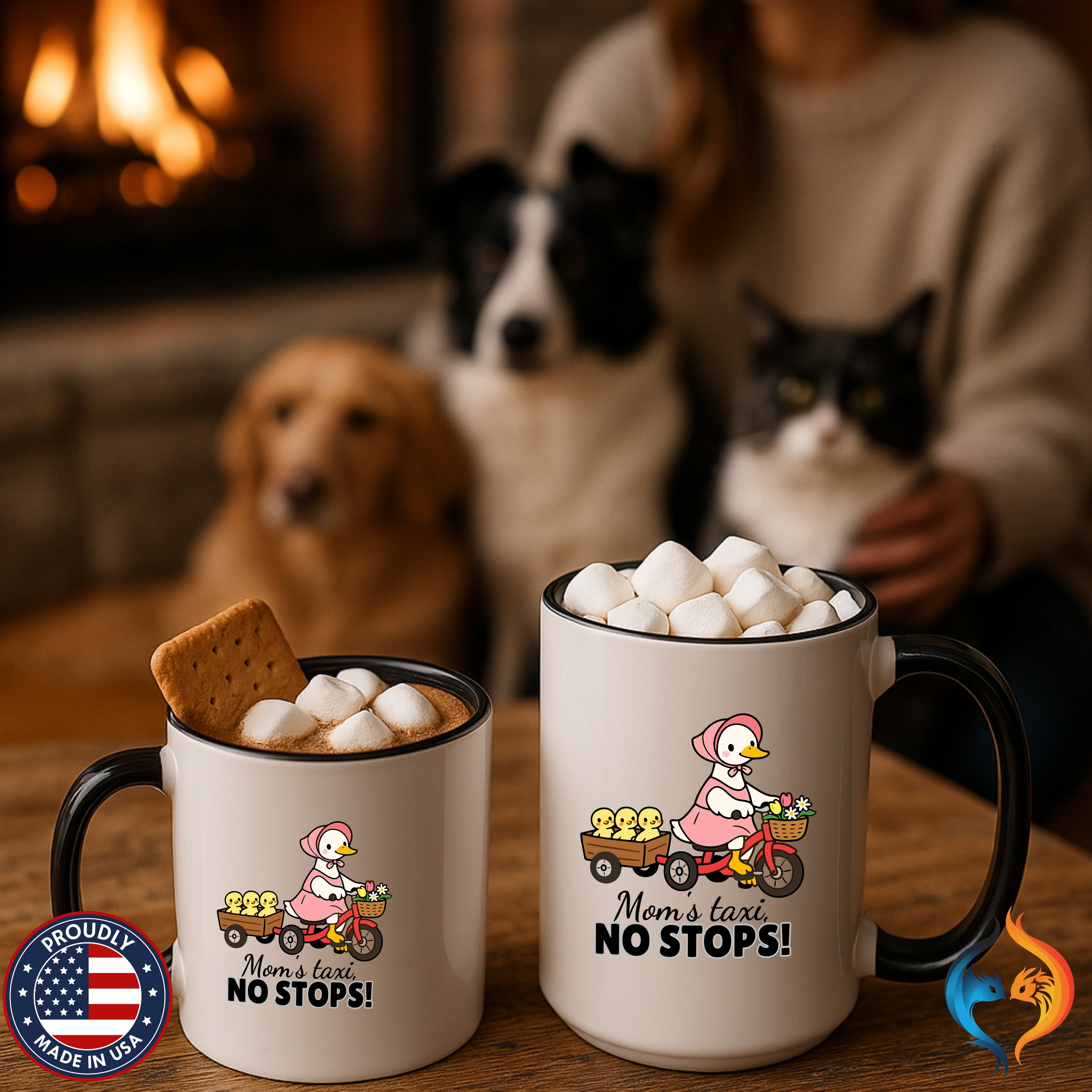 Mom's Taxi No Stops Mama Duck coffee mug duo mockup - Mother's Day gift