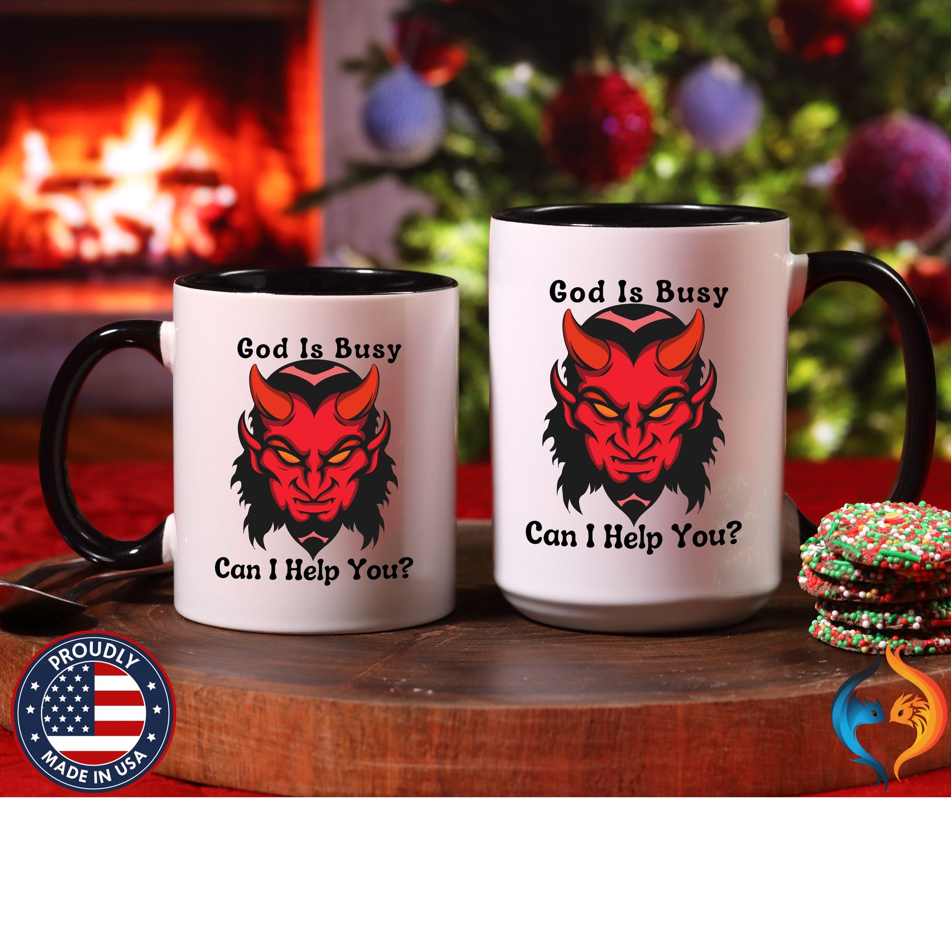 God Is Busy Can I Help You gift, Ashiest Cup | Mug - Mugs-Double_Blk Dbl
