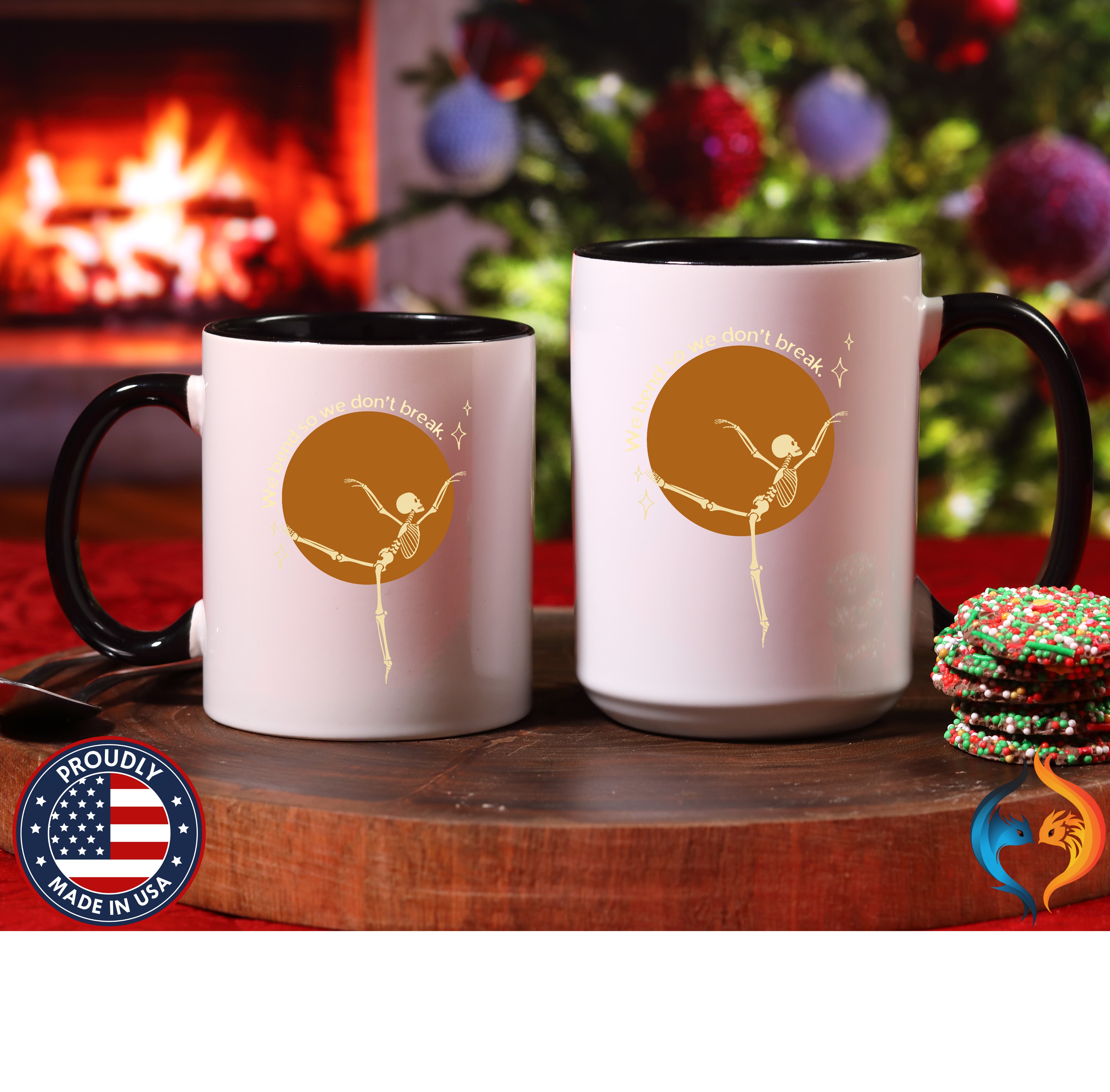 Funny Yoga T-Shirt - We Bend So We Don't Break Skeleton Tee