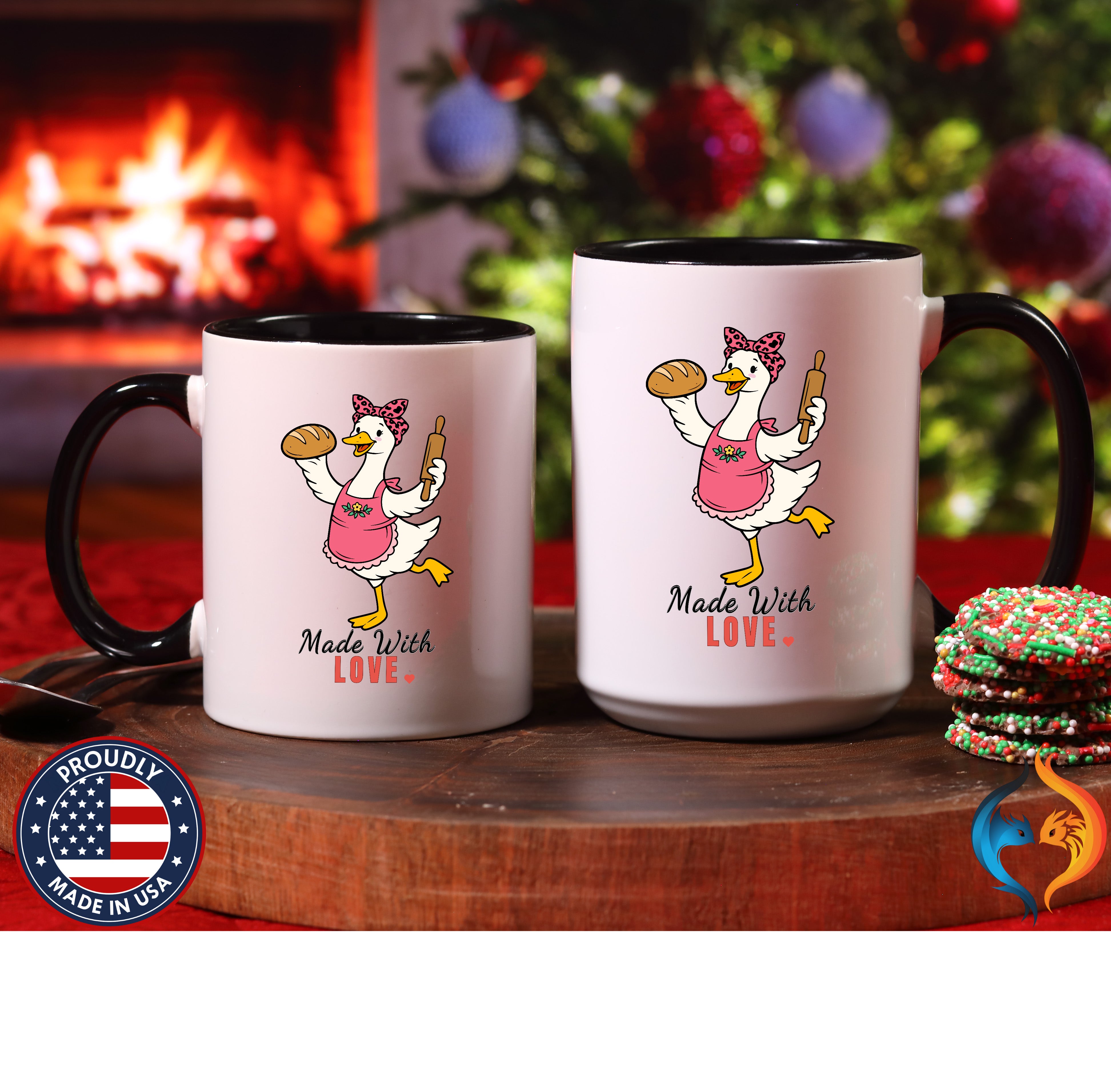 Made With Love Baker Mama Goose coffee mug duo mockup - Mother's Day gift