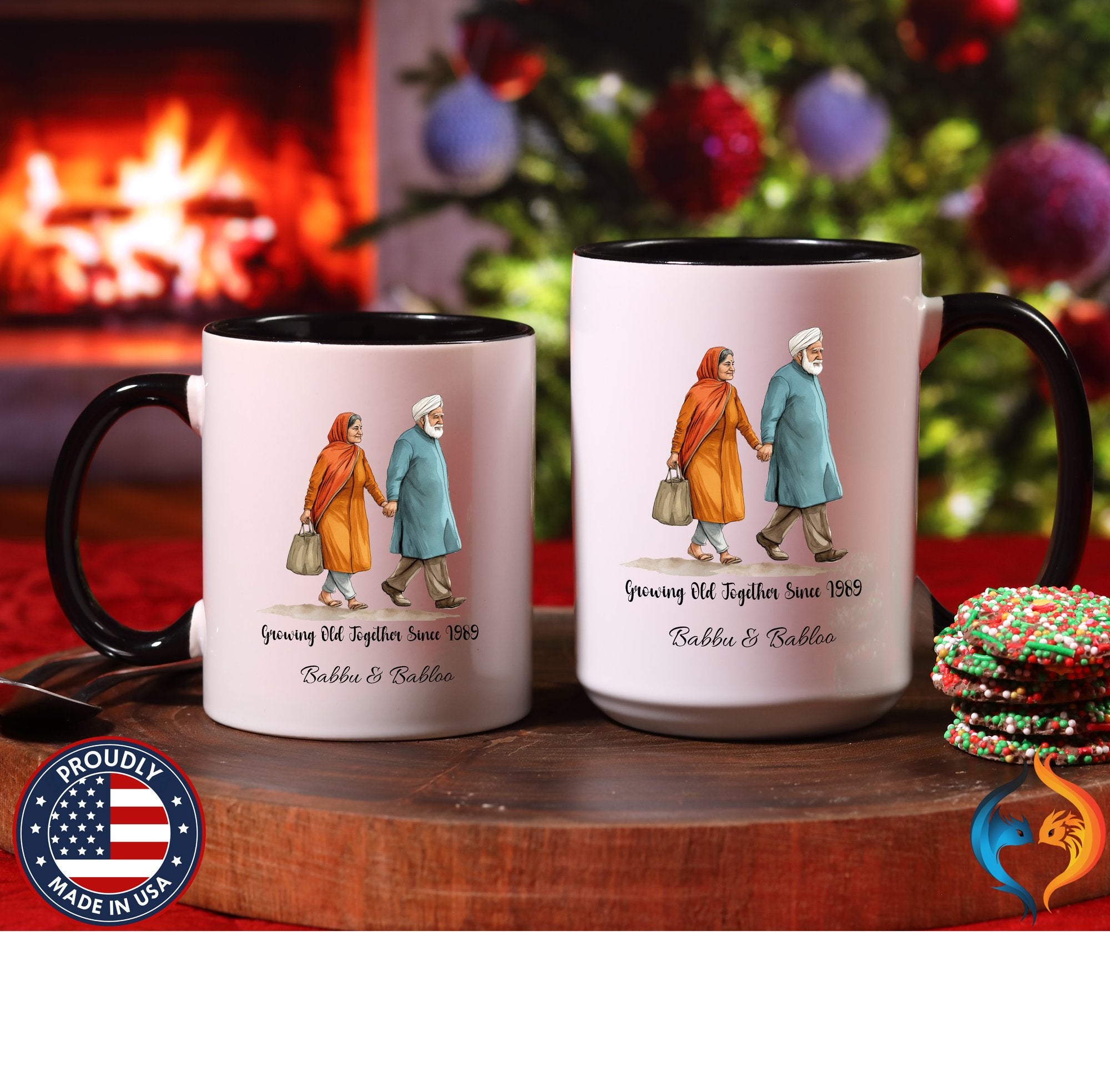 Growing Old Together Since South Indian Couple Cup | Mug - Mugs-Double_Blk Dbl
