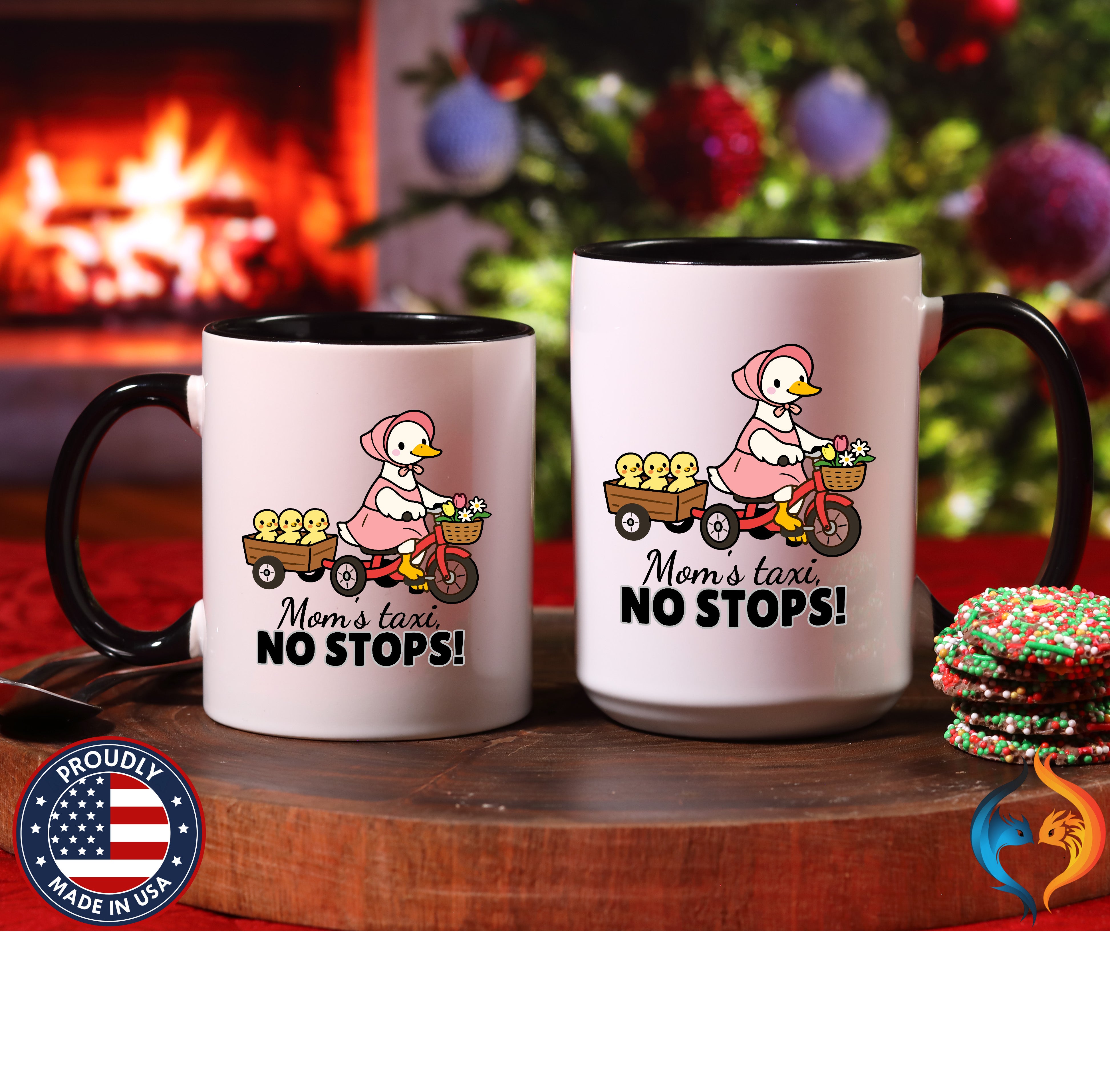 Mom's Taxi No Stops Mama Duck coffee mug duo mockup - Mother's Day gift